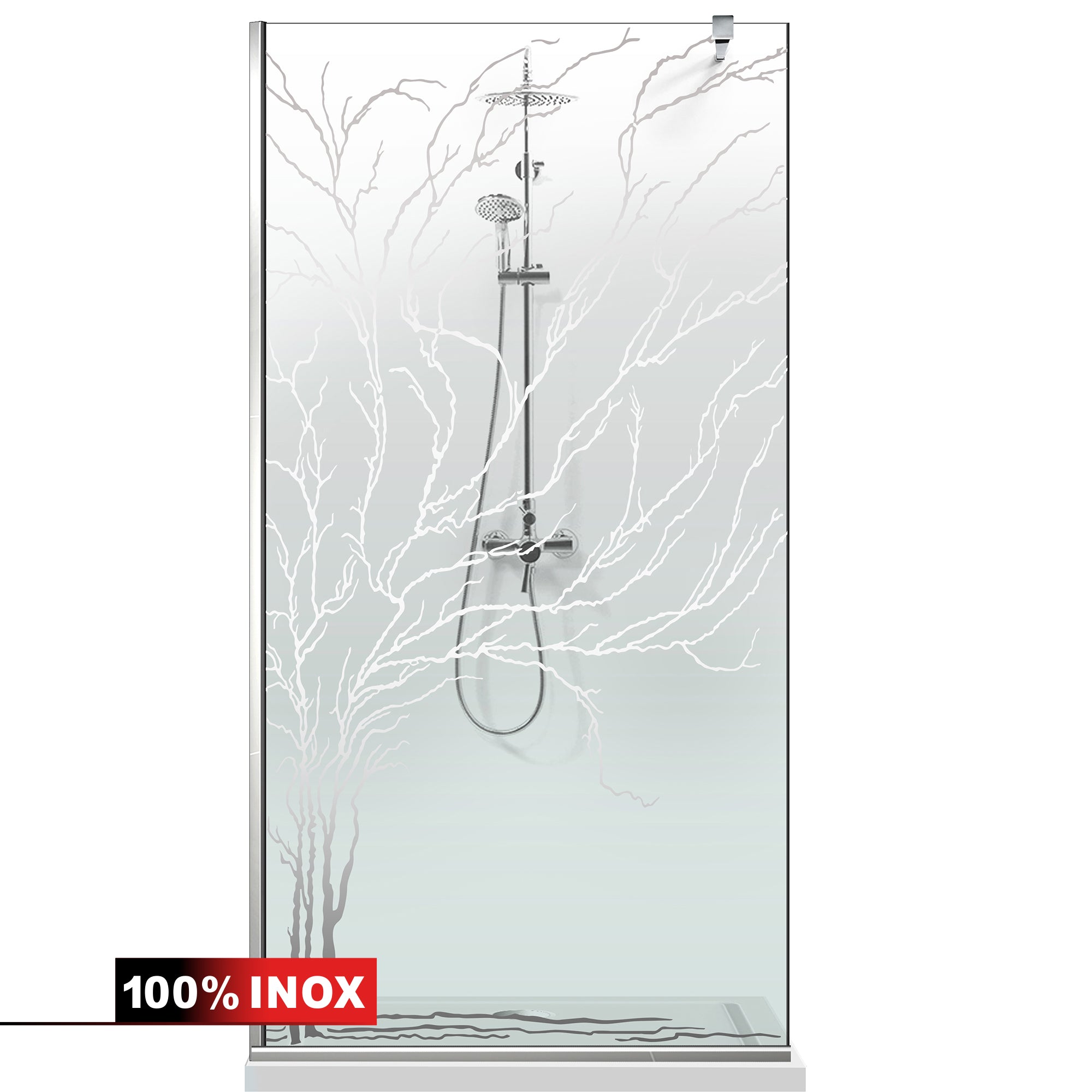 Paravan dus Walk-in, Perete dus Inox, #Clara