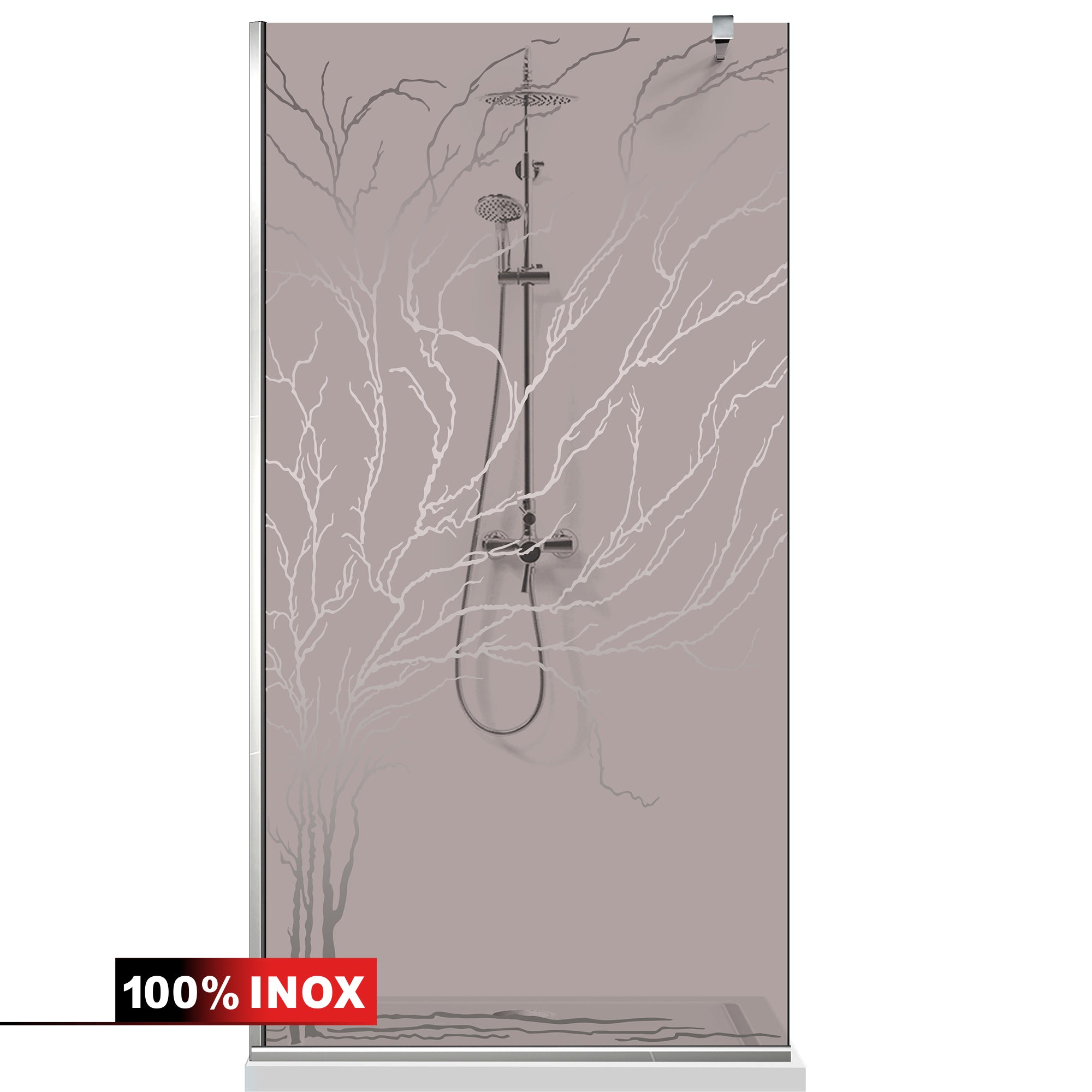 Paravan dus Walk-in, Perete dus Inox, #Bronz