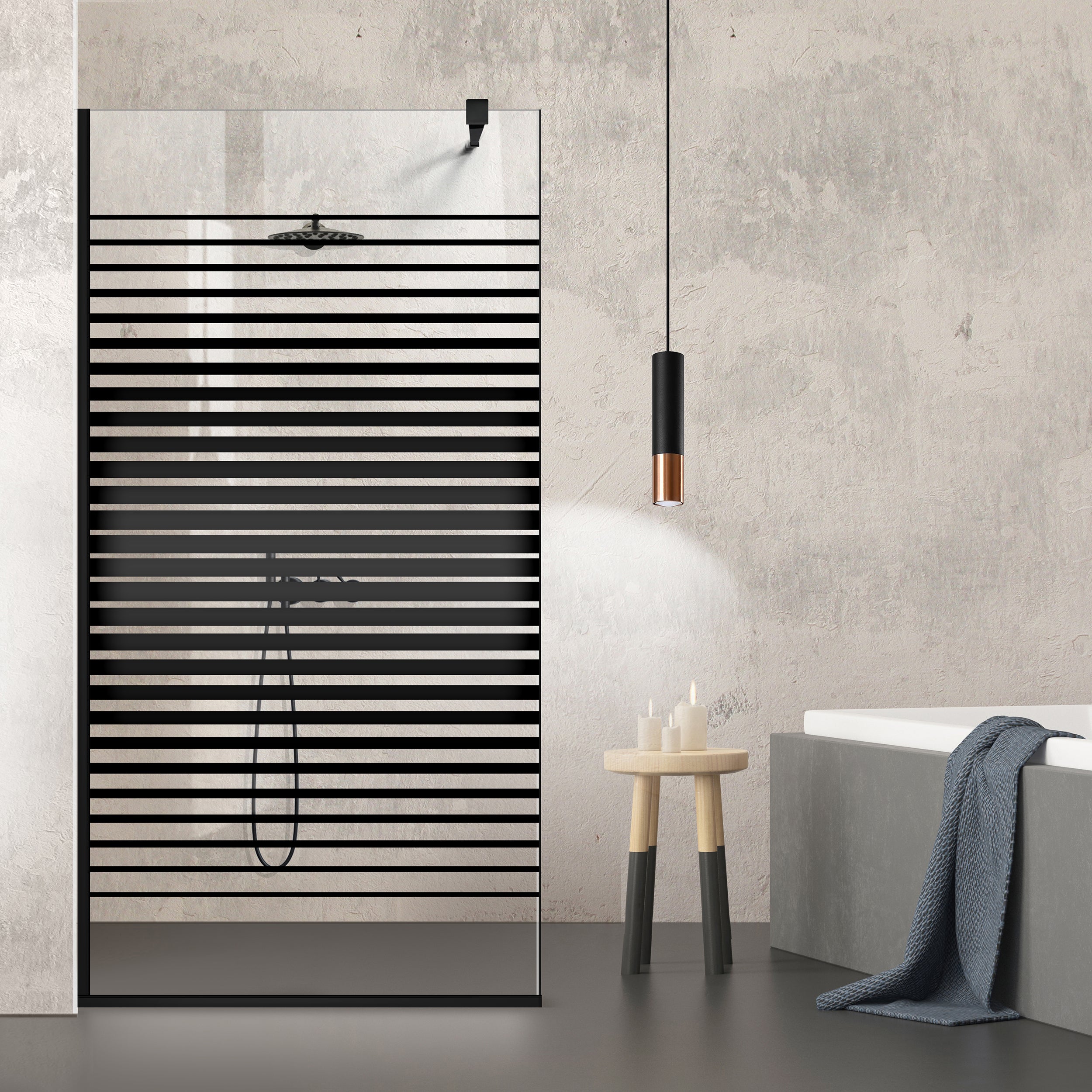 Shower Screens Walk-in, Black Shower Wall, #Clear #Víztiszta