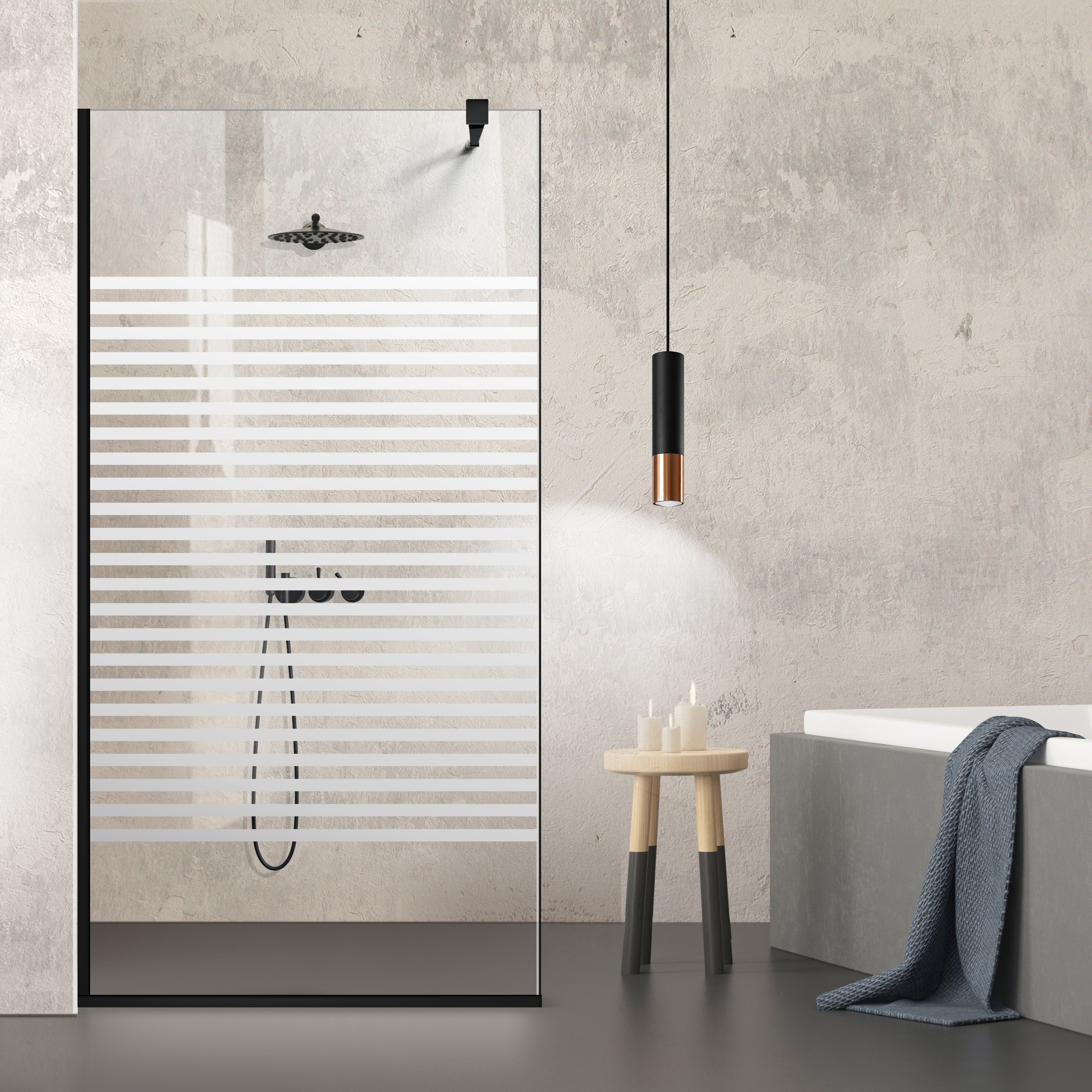 Shower Screens Walk-in, Black Shower Wall, #Clear #Víztiszta