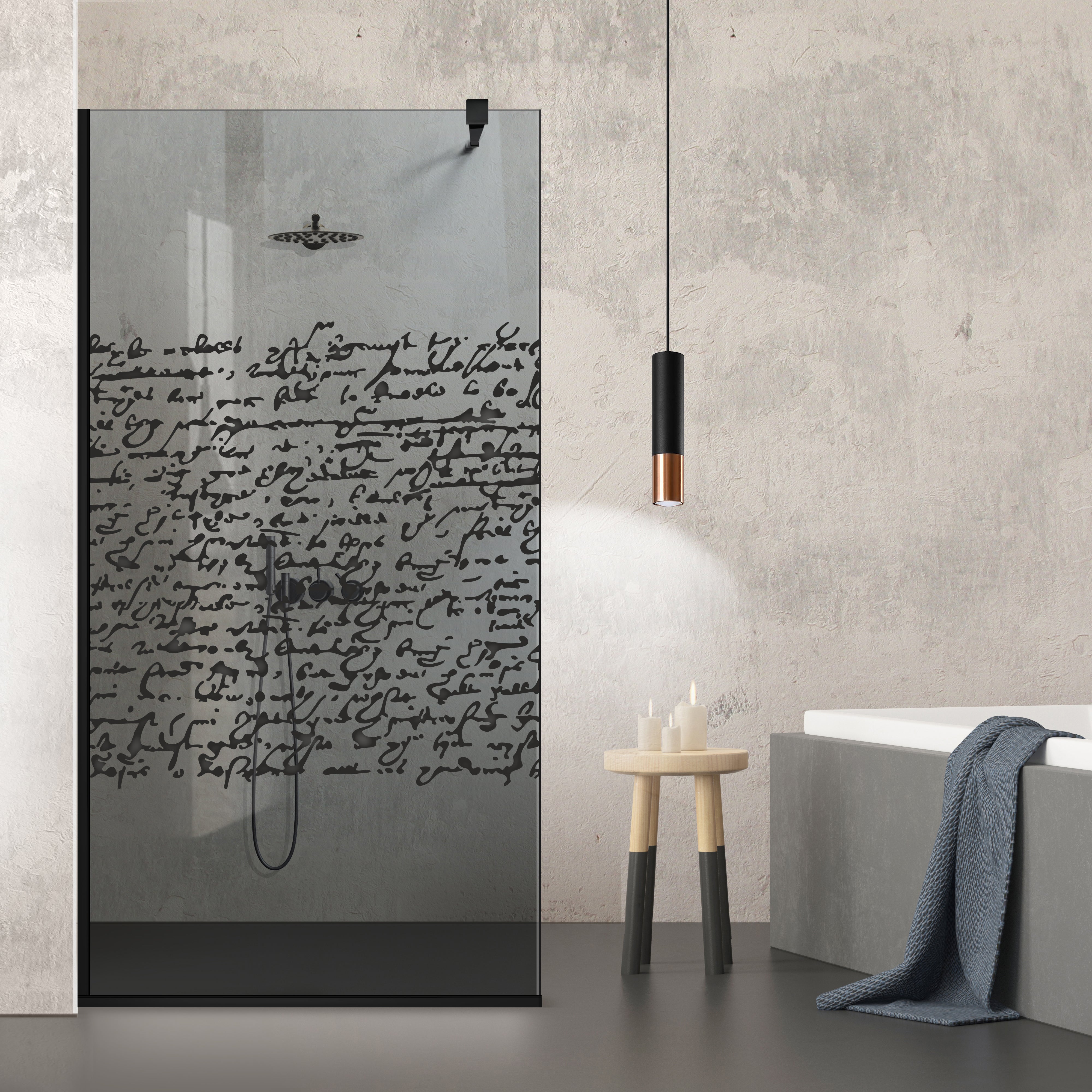 Shower Screens Walk-in, Black shower wall, #Grey #Grey