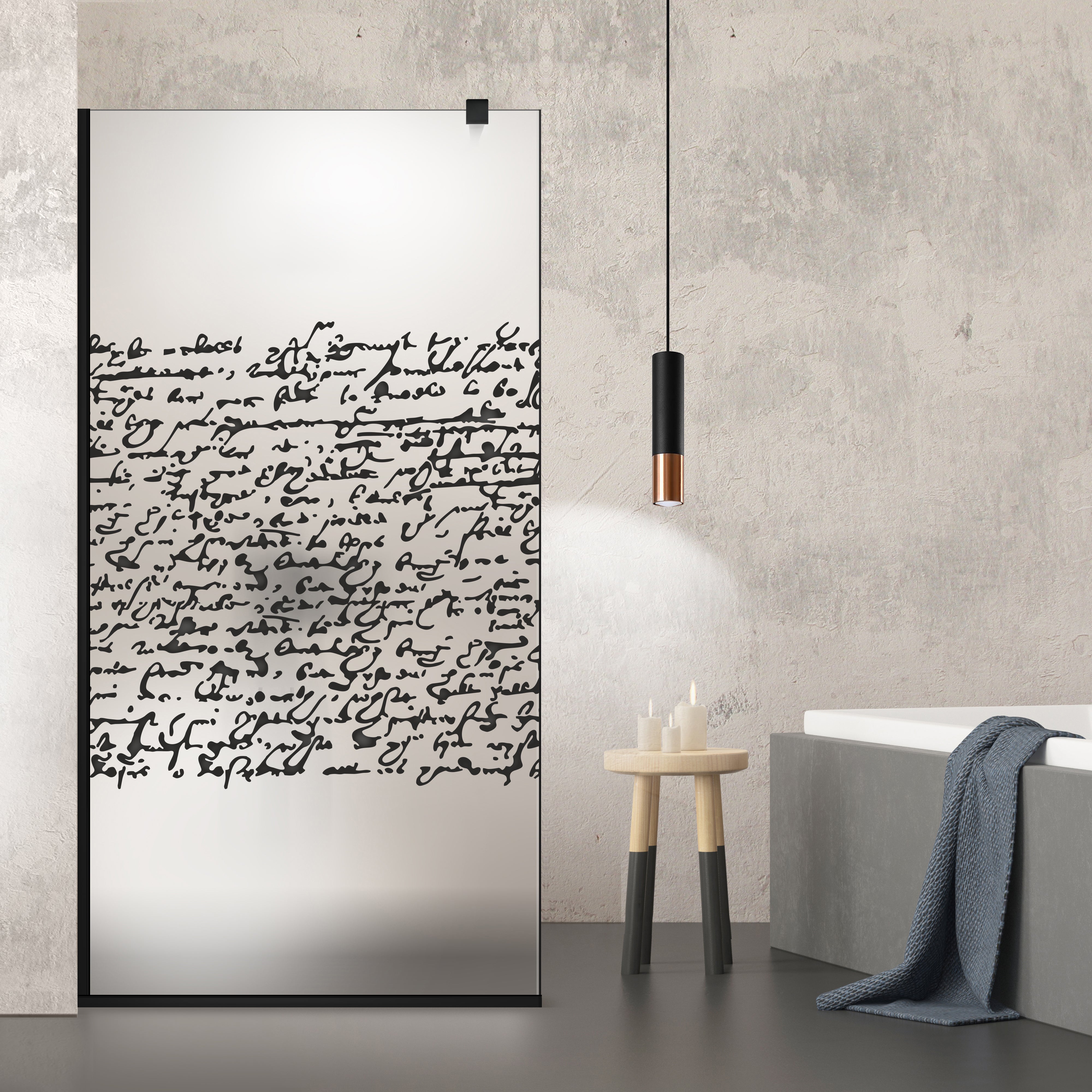Shower Screens Walk-in, Black Shower Wall, #Satiné #Matt