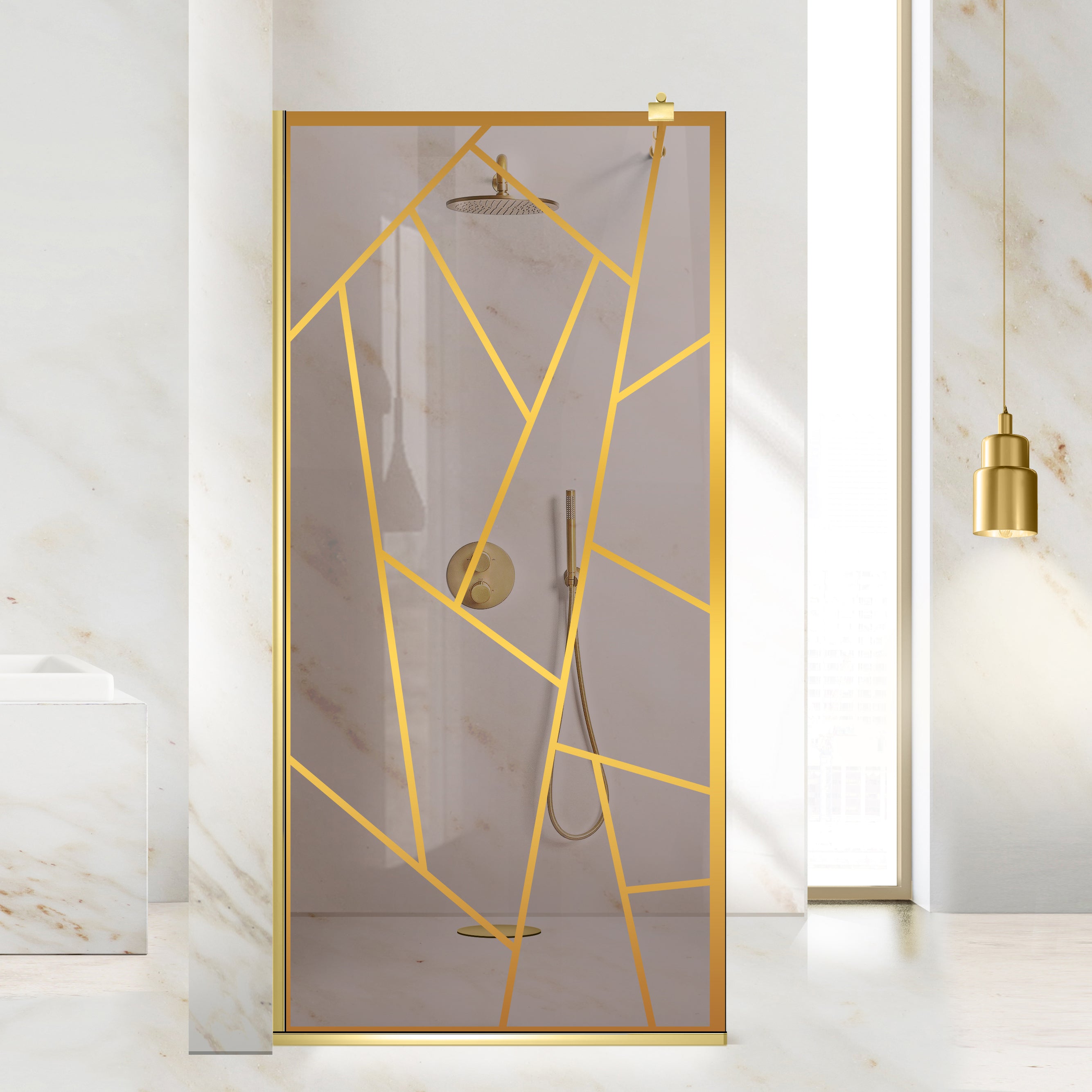Shower Screens Walk-in, Shower Wall Gold, #Bronze #Bronze