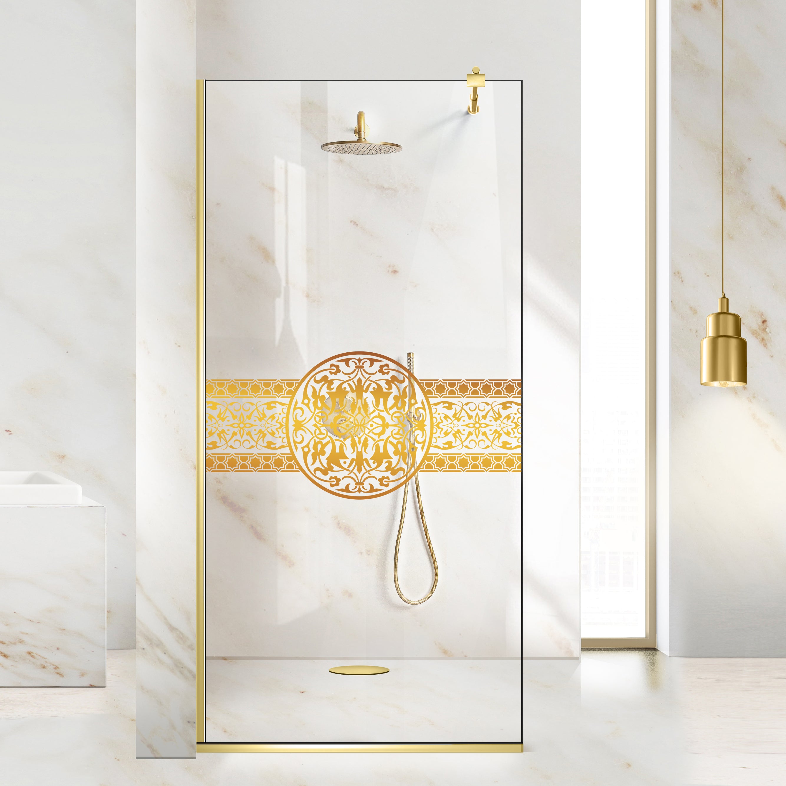 Shower Screens Walk-in, Shower Wall Gold, #Clear #Water-Clear