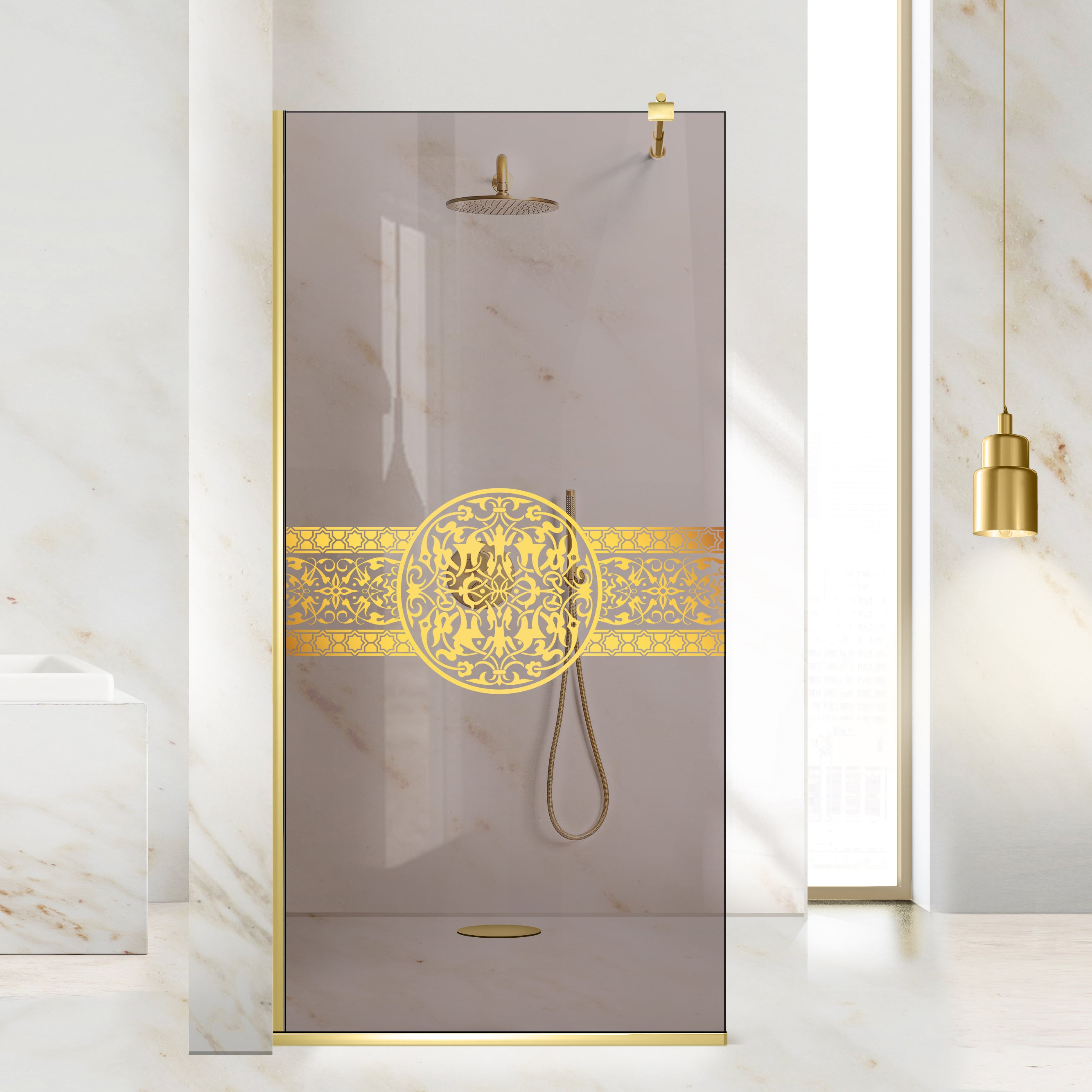 Shower Screens Walk-in, Shower Wall Gold, #Bronze #Bronze