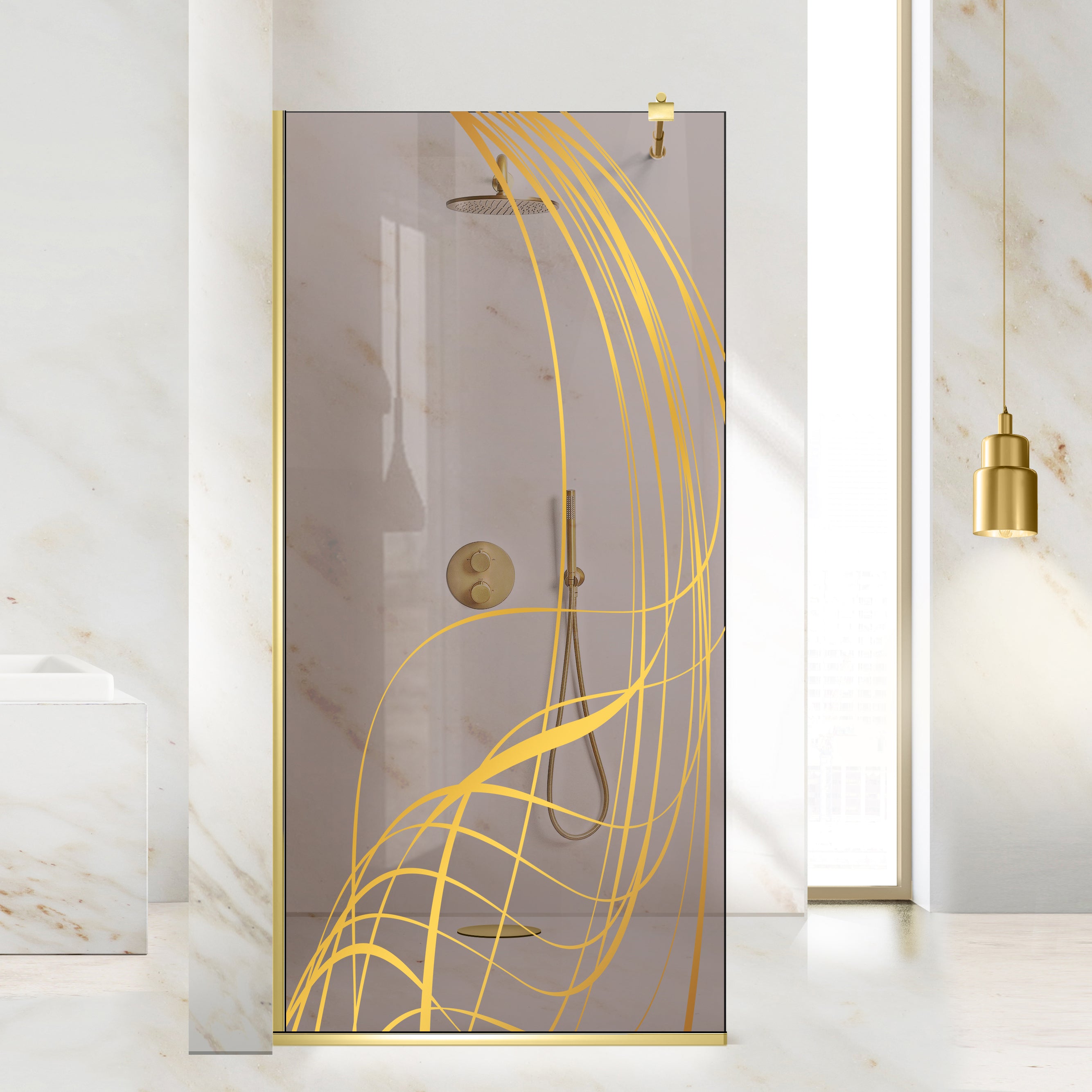 Shower Screens Walk-in, Shower Wall Gold, #Satiné #Matt