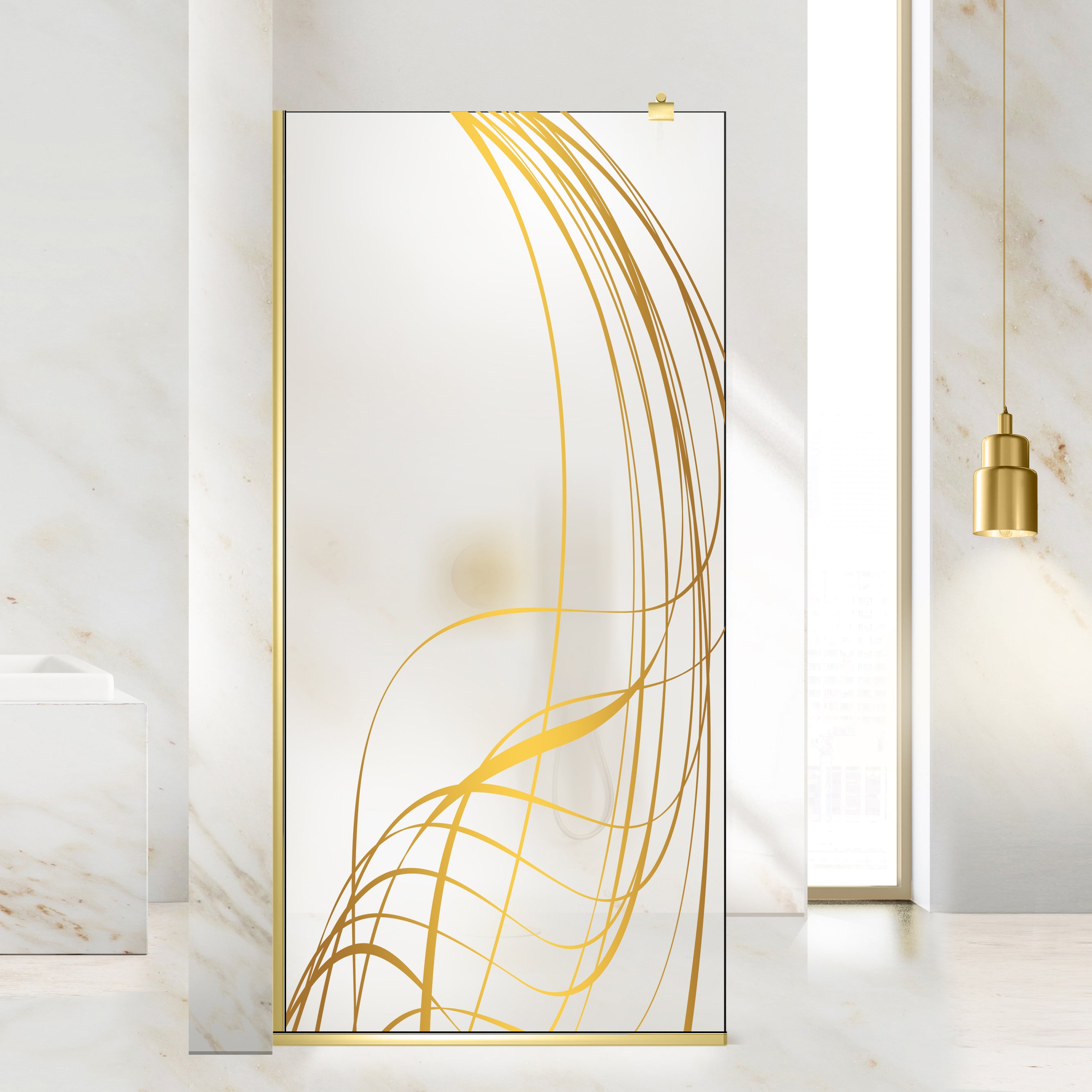Shower Screens Walk-in, Shower Wall Gold, #Satiné #Matt