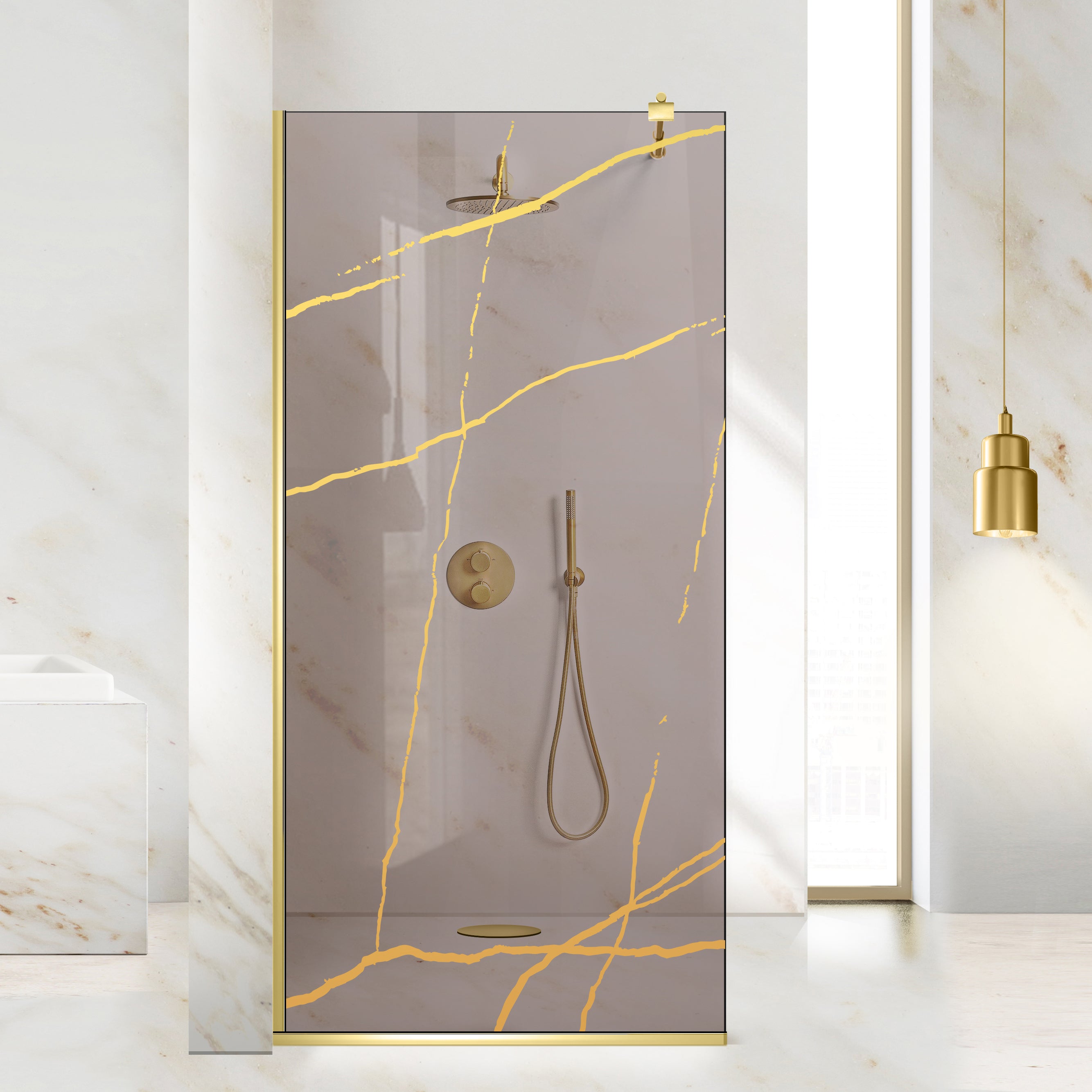 Shower Screens Walk-in, Shower Wall Gold, #Bronze #Bronze