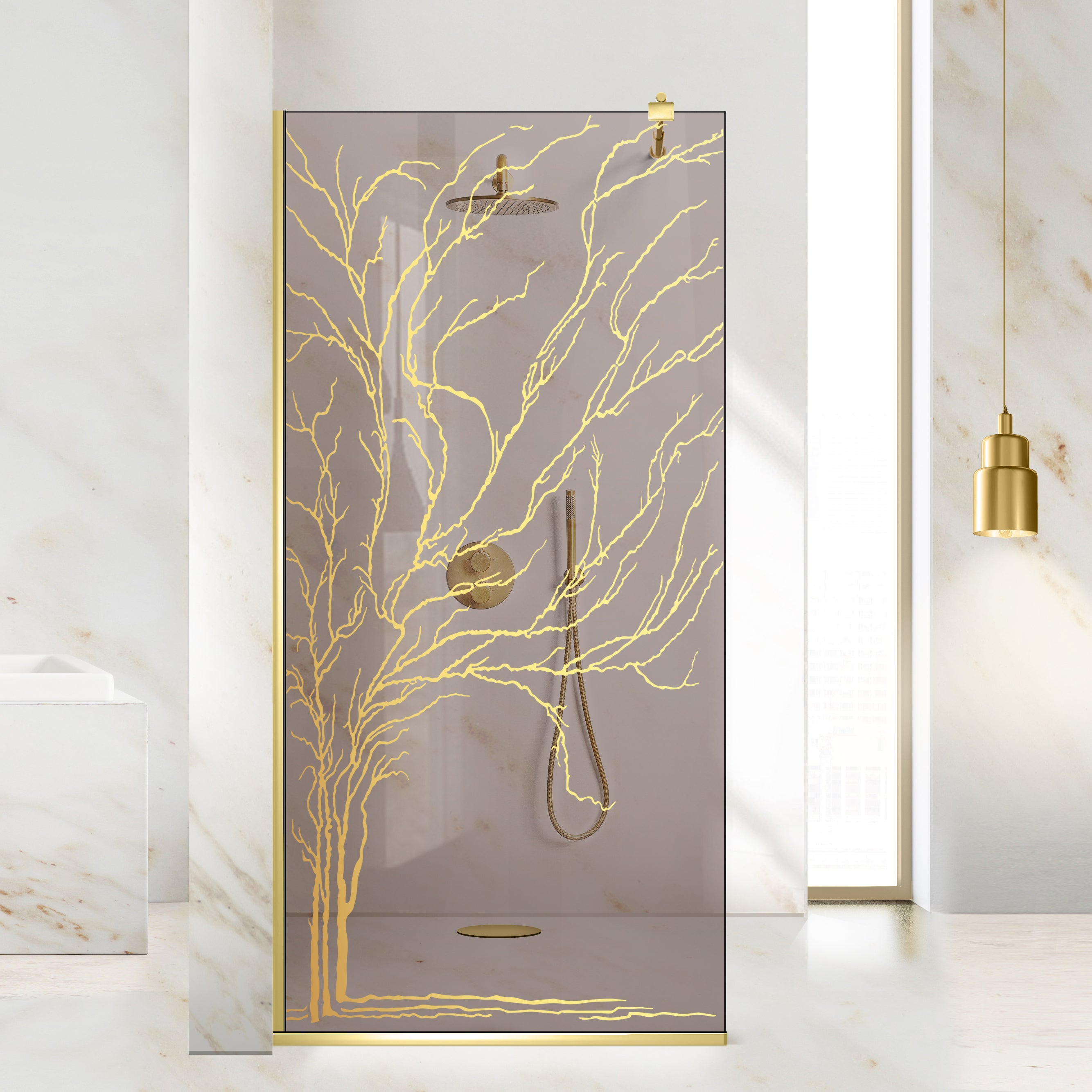 Shower Screens Walk-in, Shower Wall Gold, #Bronze #Bronze