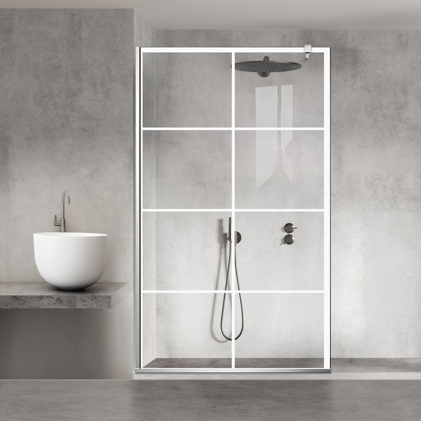 Paravan dus Walk-in, Perete dus Inox, #Clara