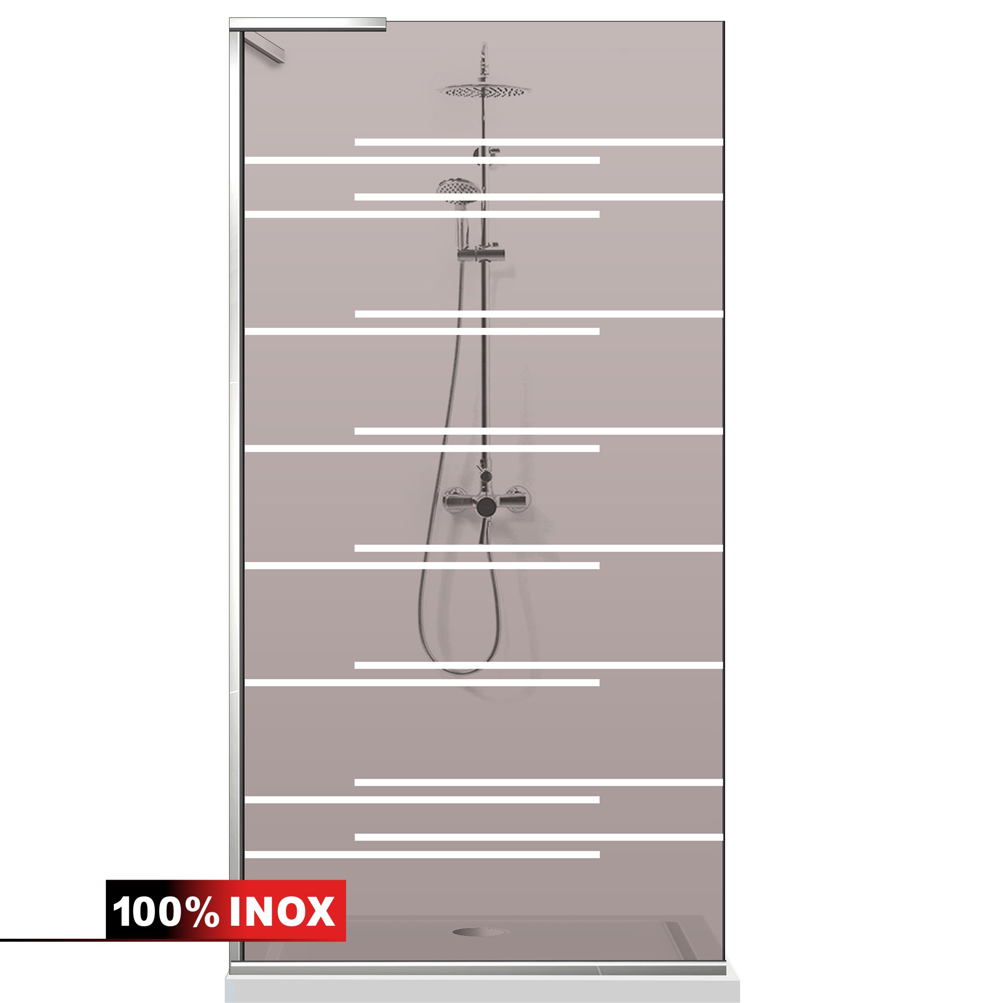 Paravan dus Walk-in, Perete dus Inox, #Bronz