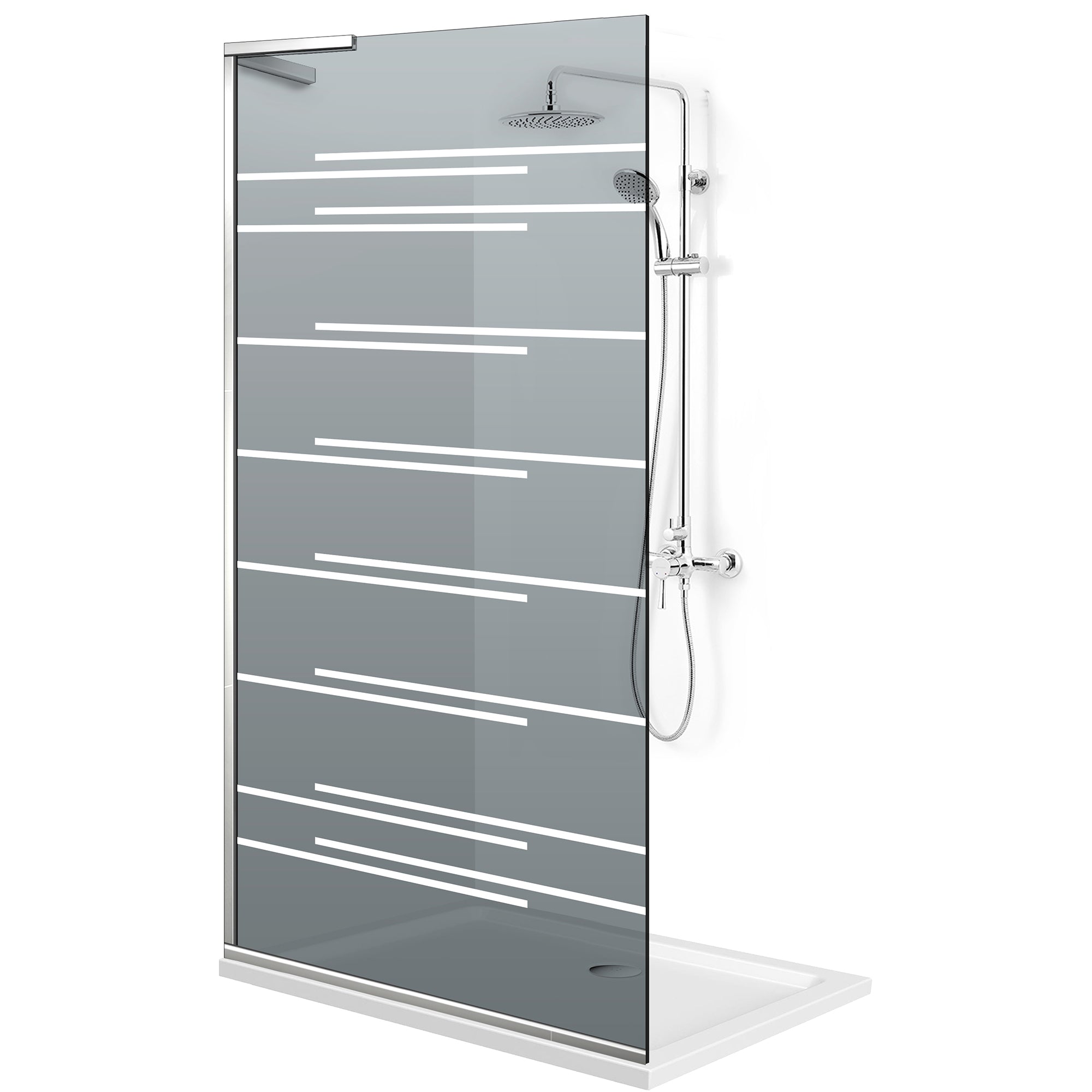 Paravan dus Walk-in, Perete dus Inox, #Gri