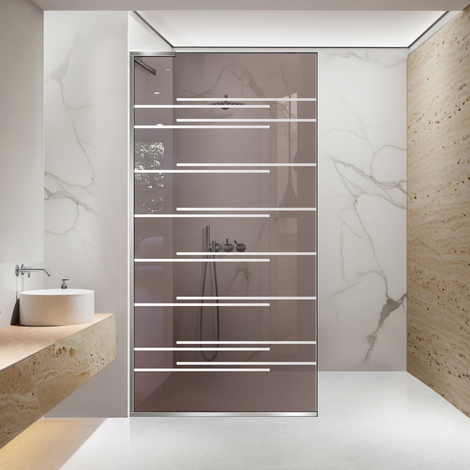Paravan dus Walk-in, Perete dus Inox, #Bronz