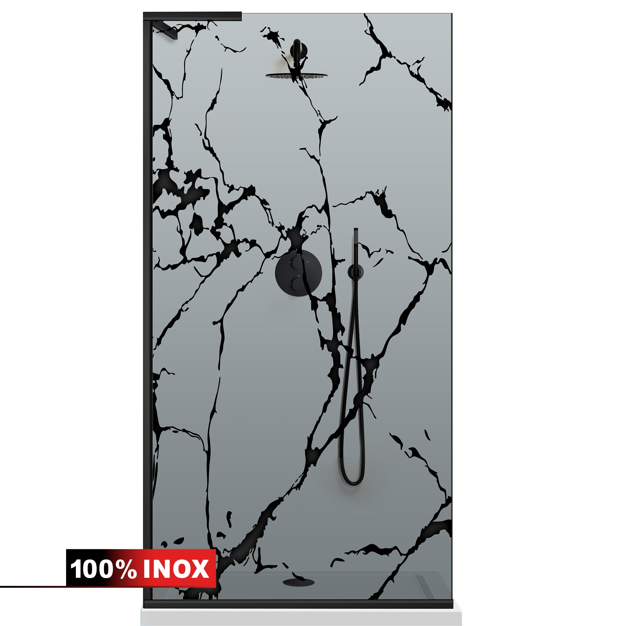Paravan dus Walk-in, Perete dus Inox, #Gri