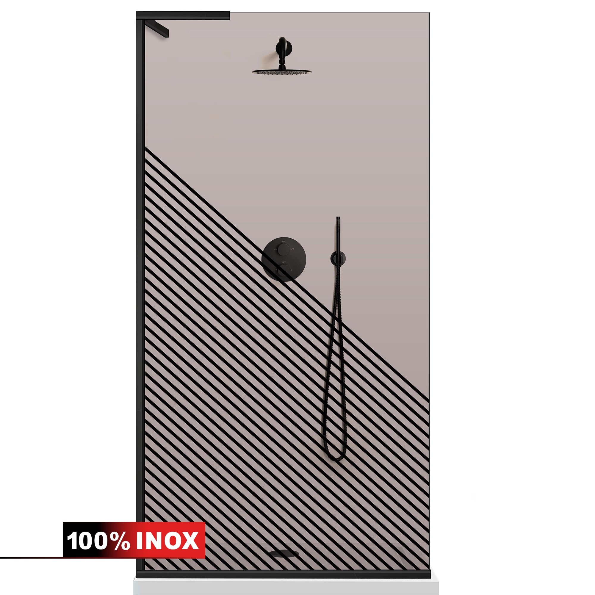 Paravan dus Walk-in, Perete dus Inox, #Bronz
