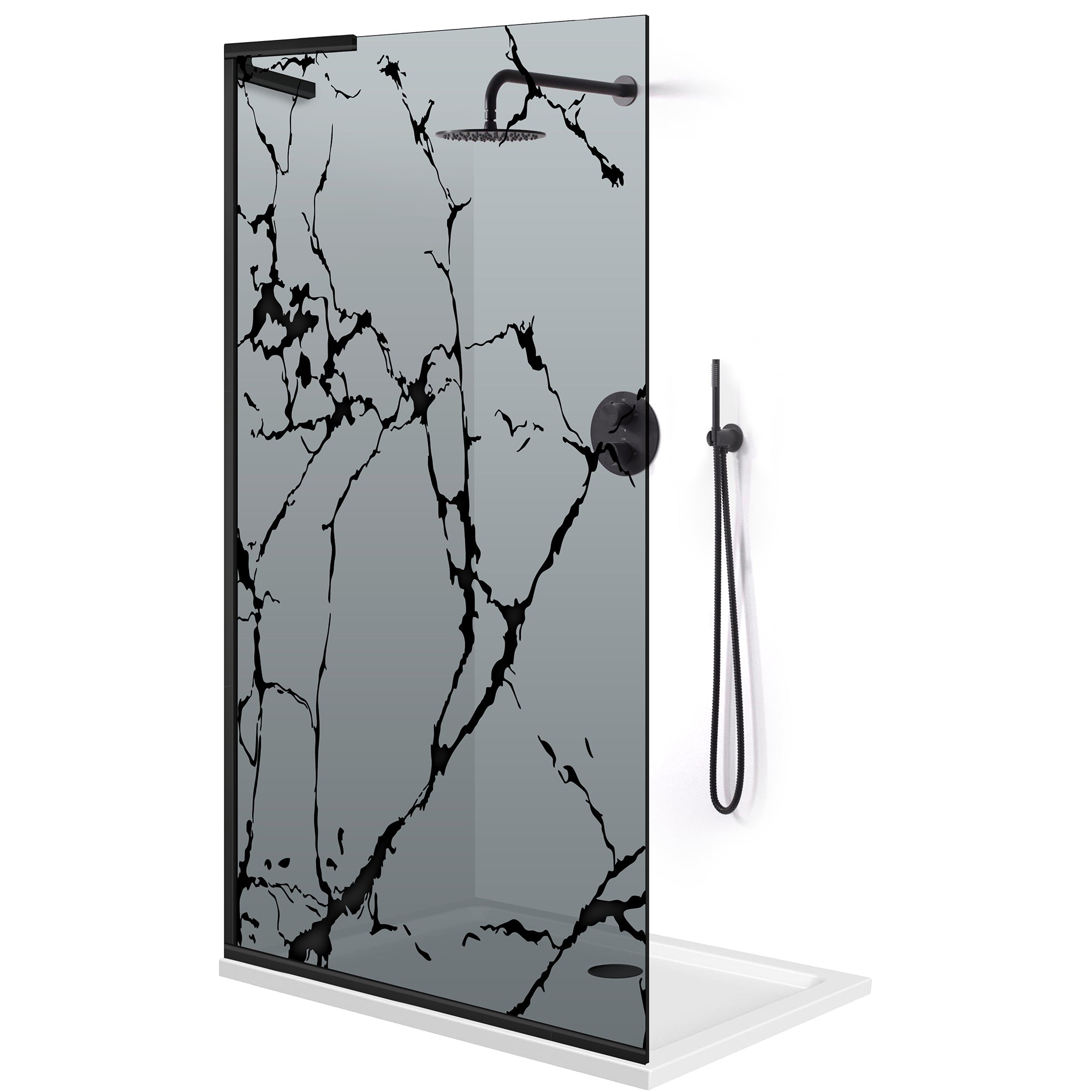 Paravan dus Walk-in, Perete dus Inox, #Gri