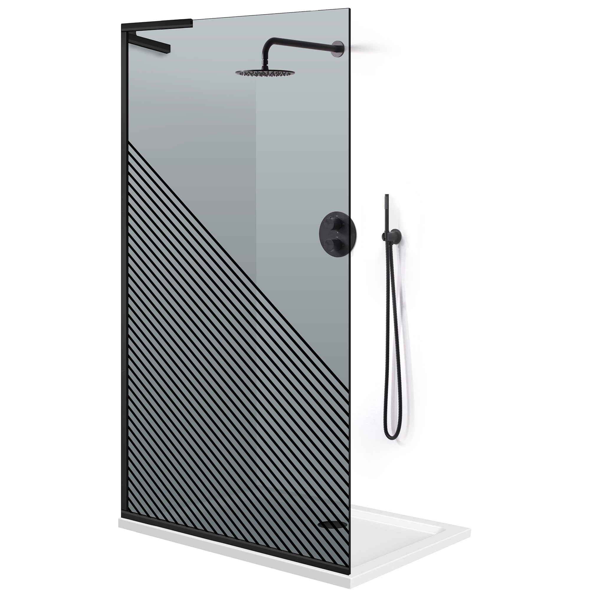 Paravan dus Walk-in, Perete dus Inox, #Gri