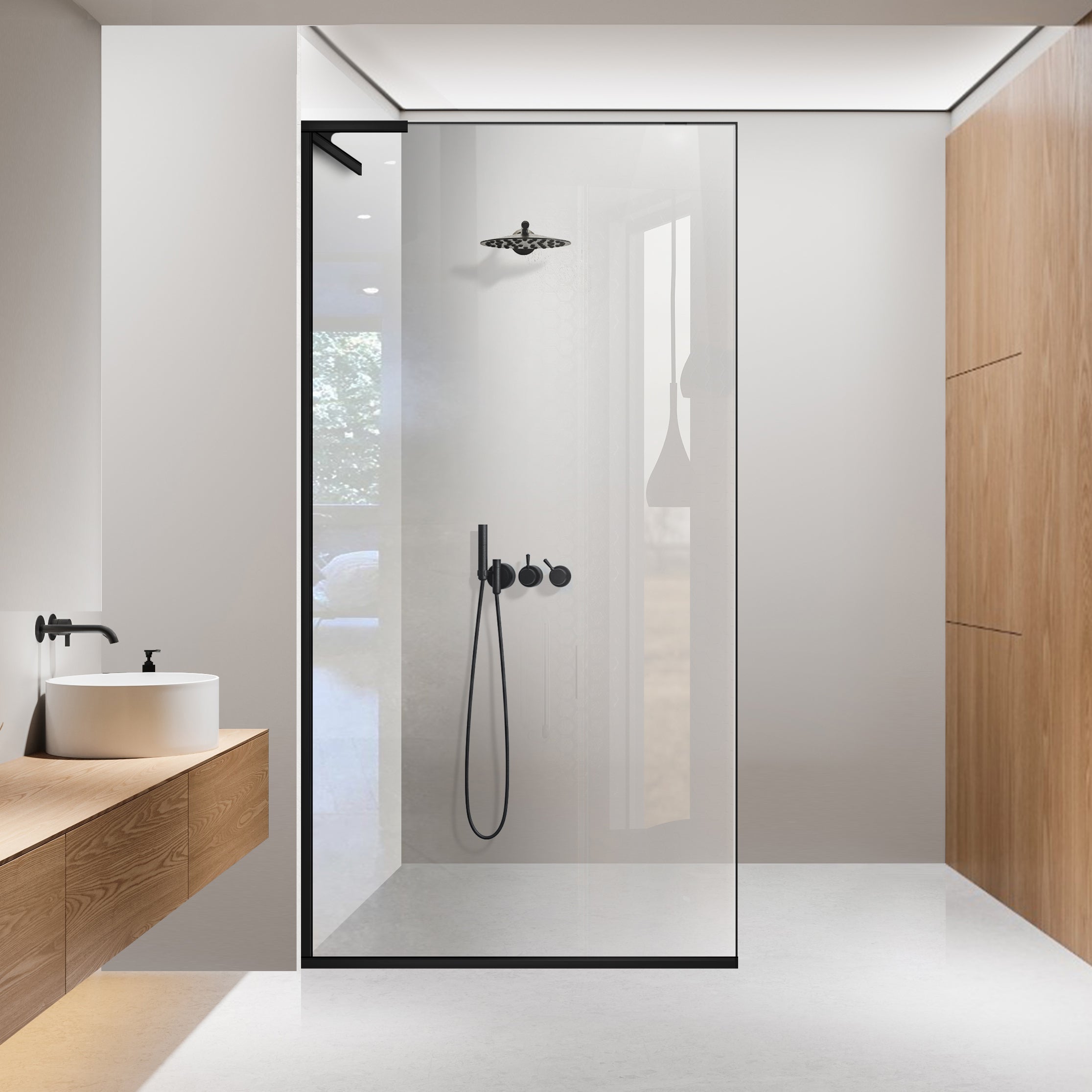 Paravan dus Walk-in, Perete dus Inox, #Clara