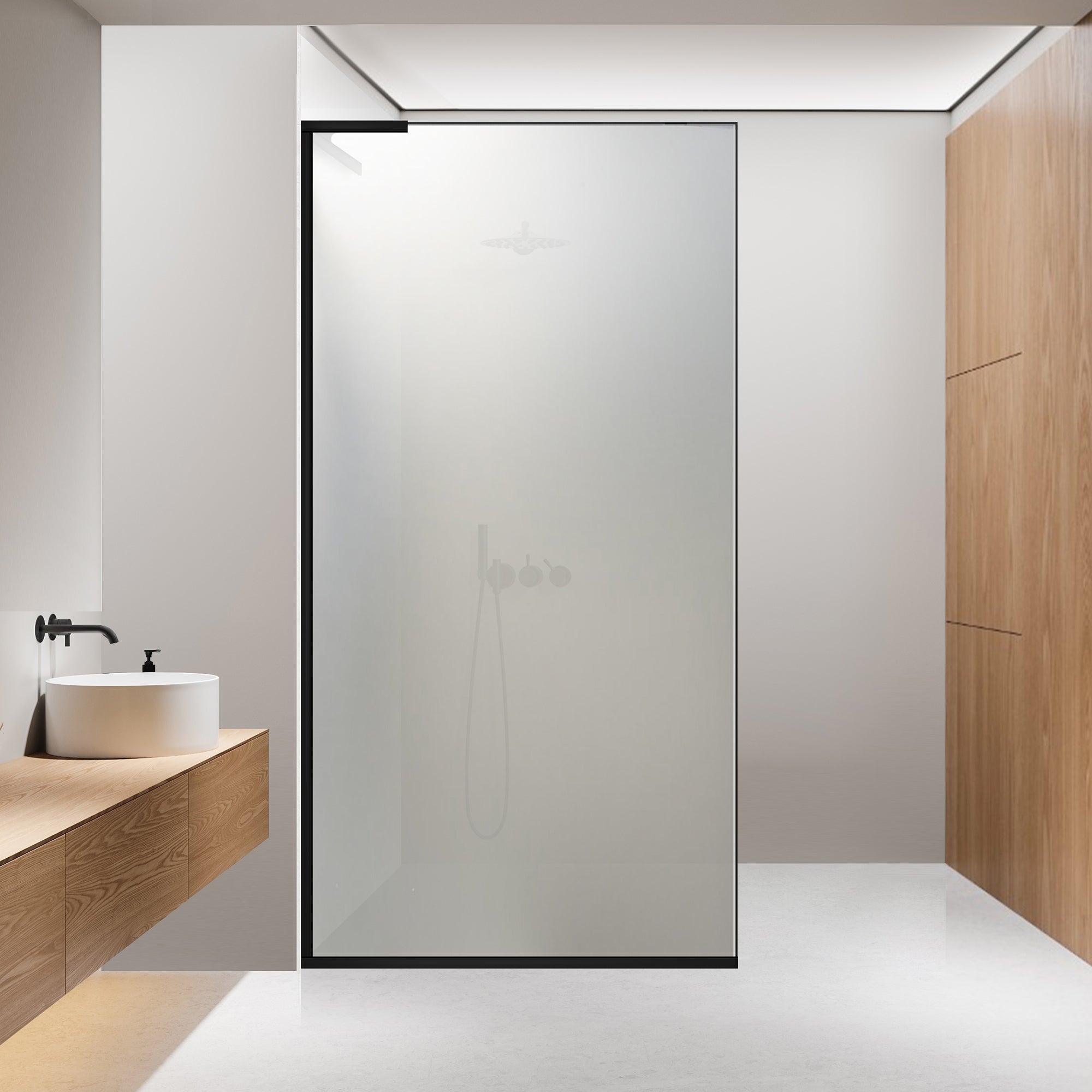 Paravan dus Walk-in, Perete dus Inox, #Mat