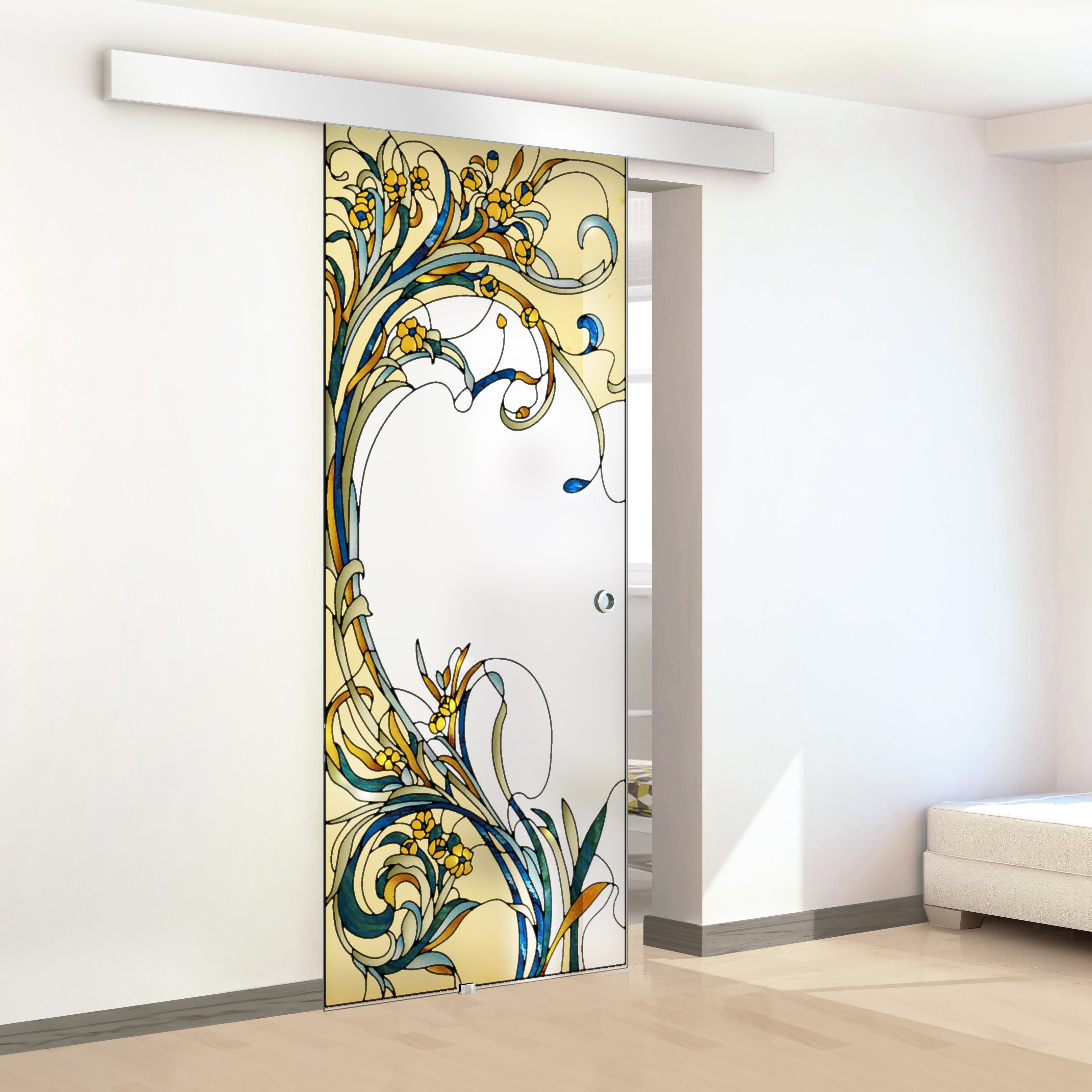 Stained glass door, Sliding glass door #Clear