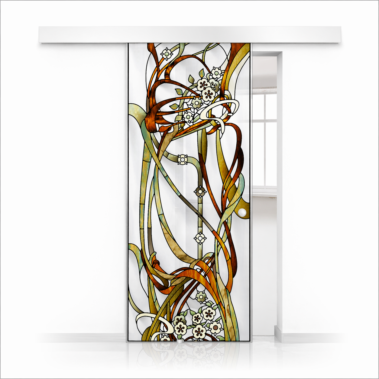 Stained glass door, Sliding glass door #Clear