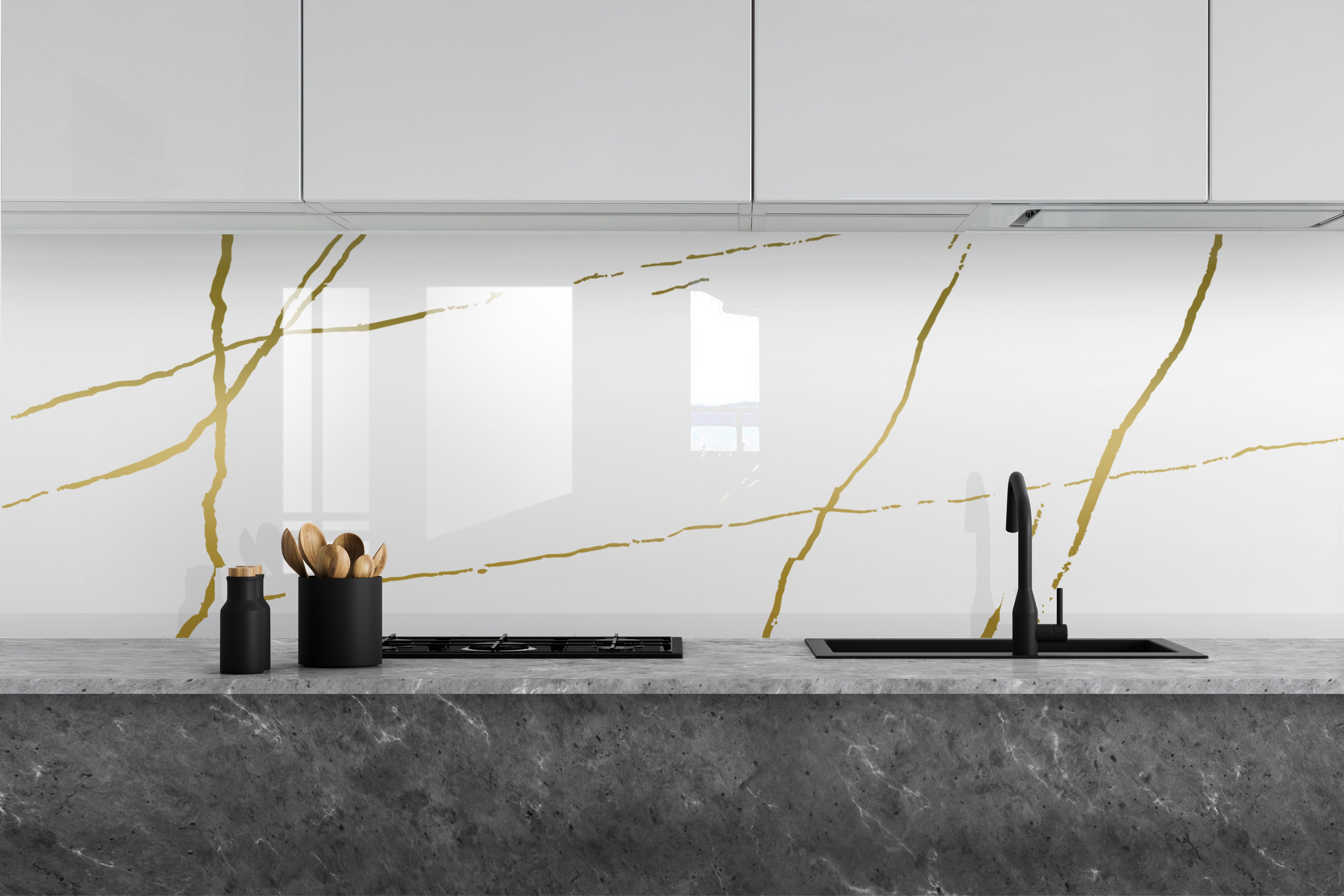 Painted kitchen glass cladding #541