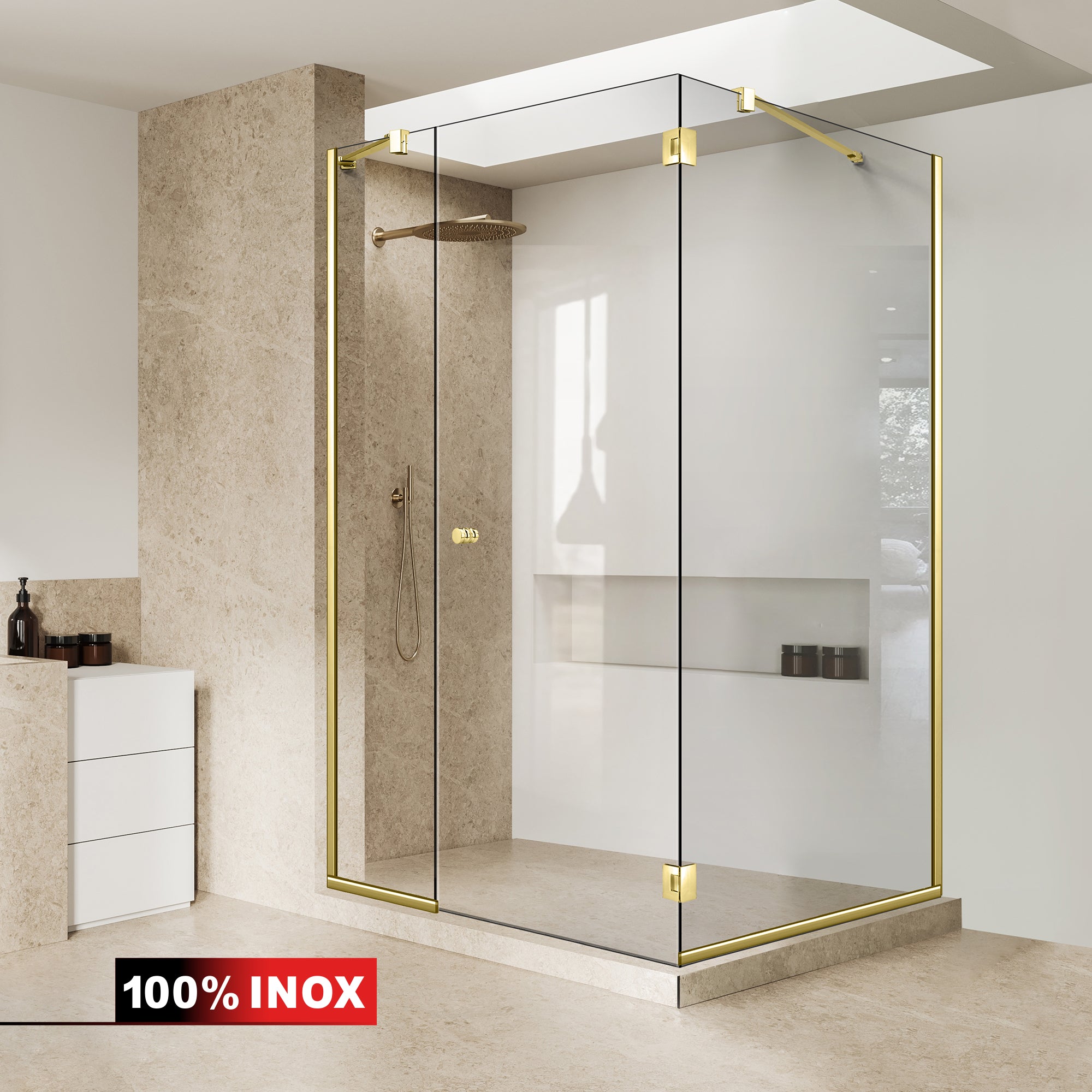 Cabina dus cu 3 elemente cu usa batanta