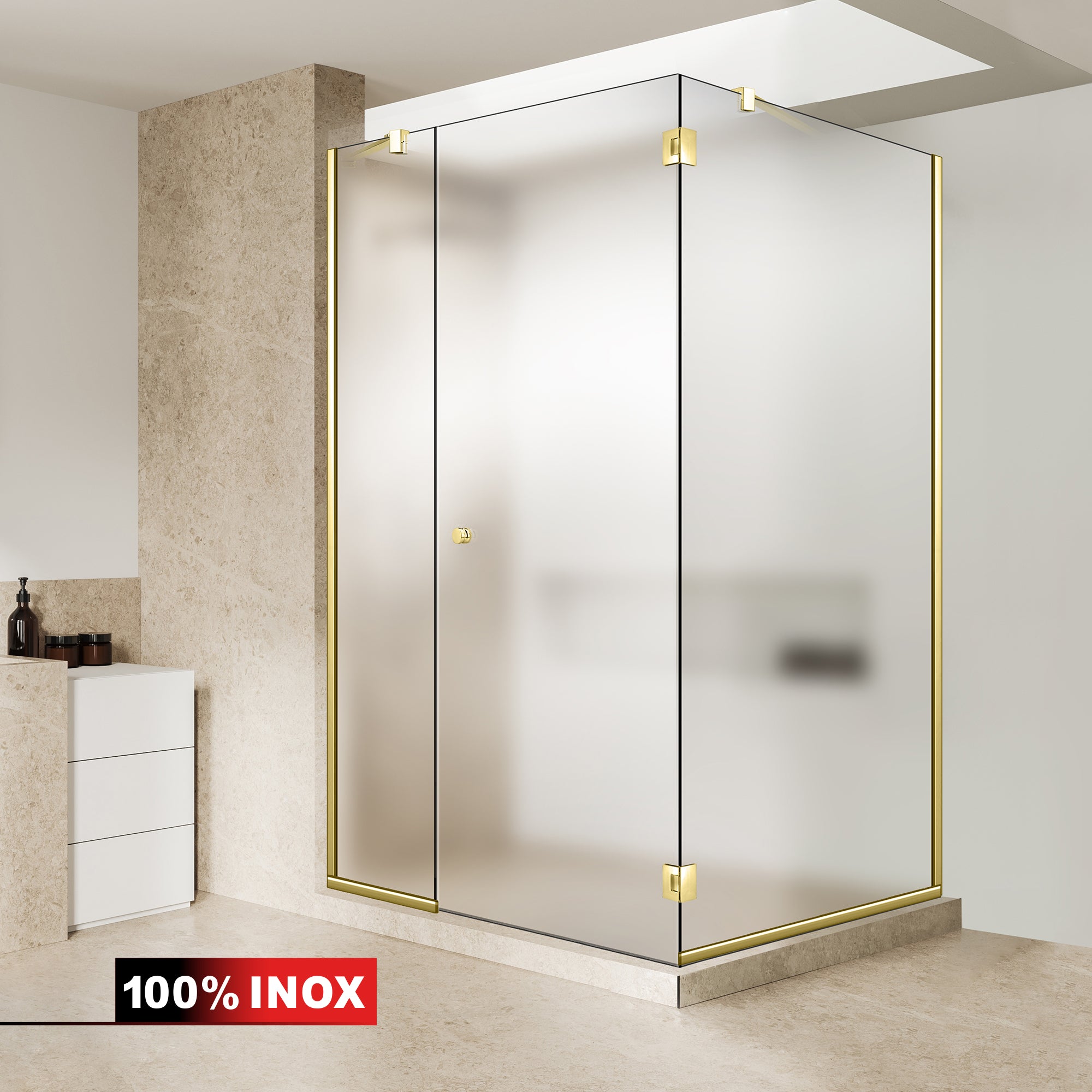 Cabina dus cu 3 elemente cu usa batanta
