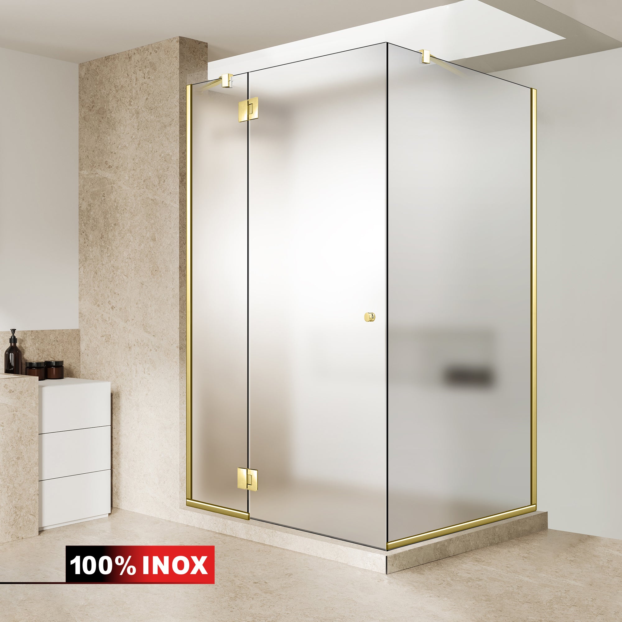 3-panel shower enclosure with hinged door