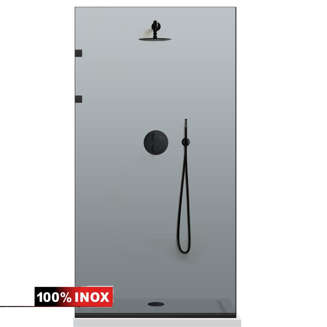 Shower Screens Walk-in, Stainless steel shower wall, matte black #Grey