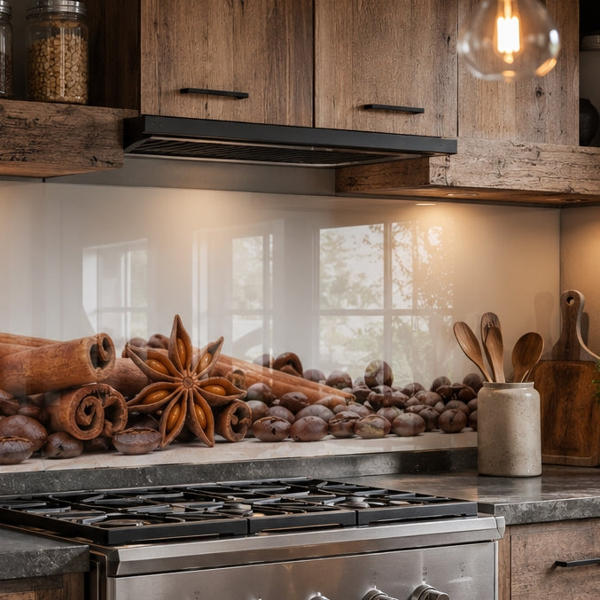 Printed glass kitchen splashback #3012