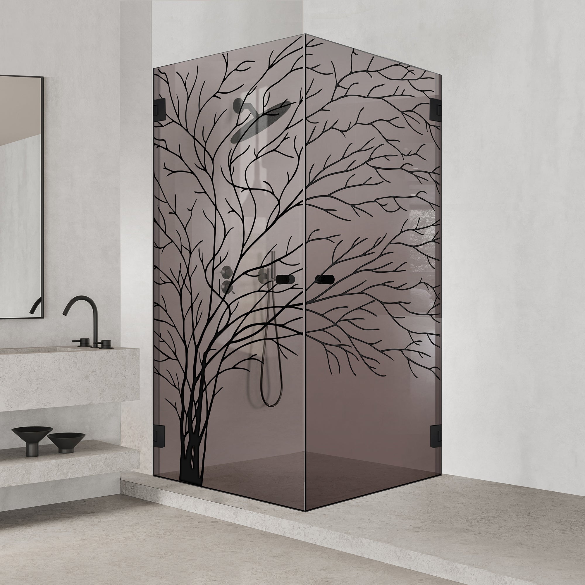 Shower enclosure with hinged door #Bronze
