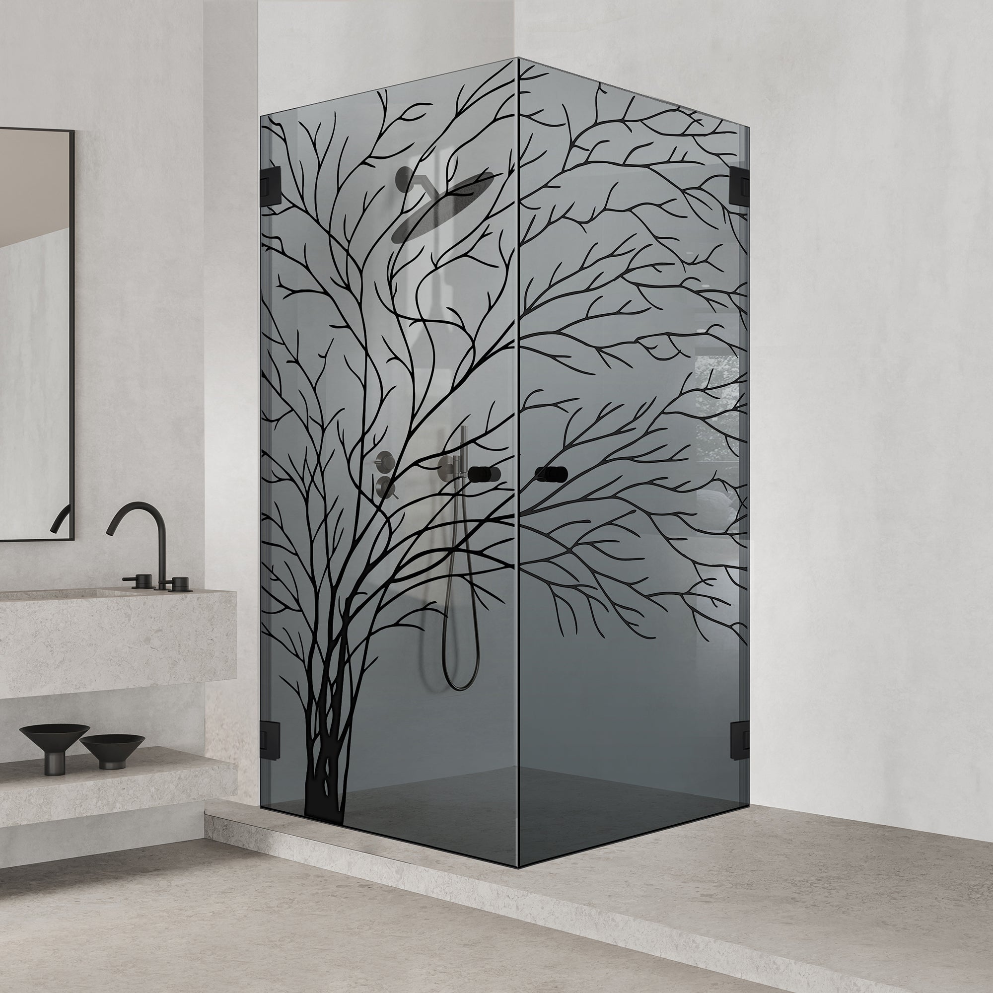 Shower enclosure with hinged door #Grey