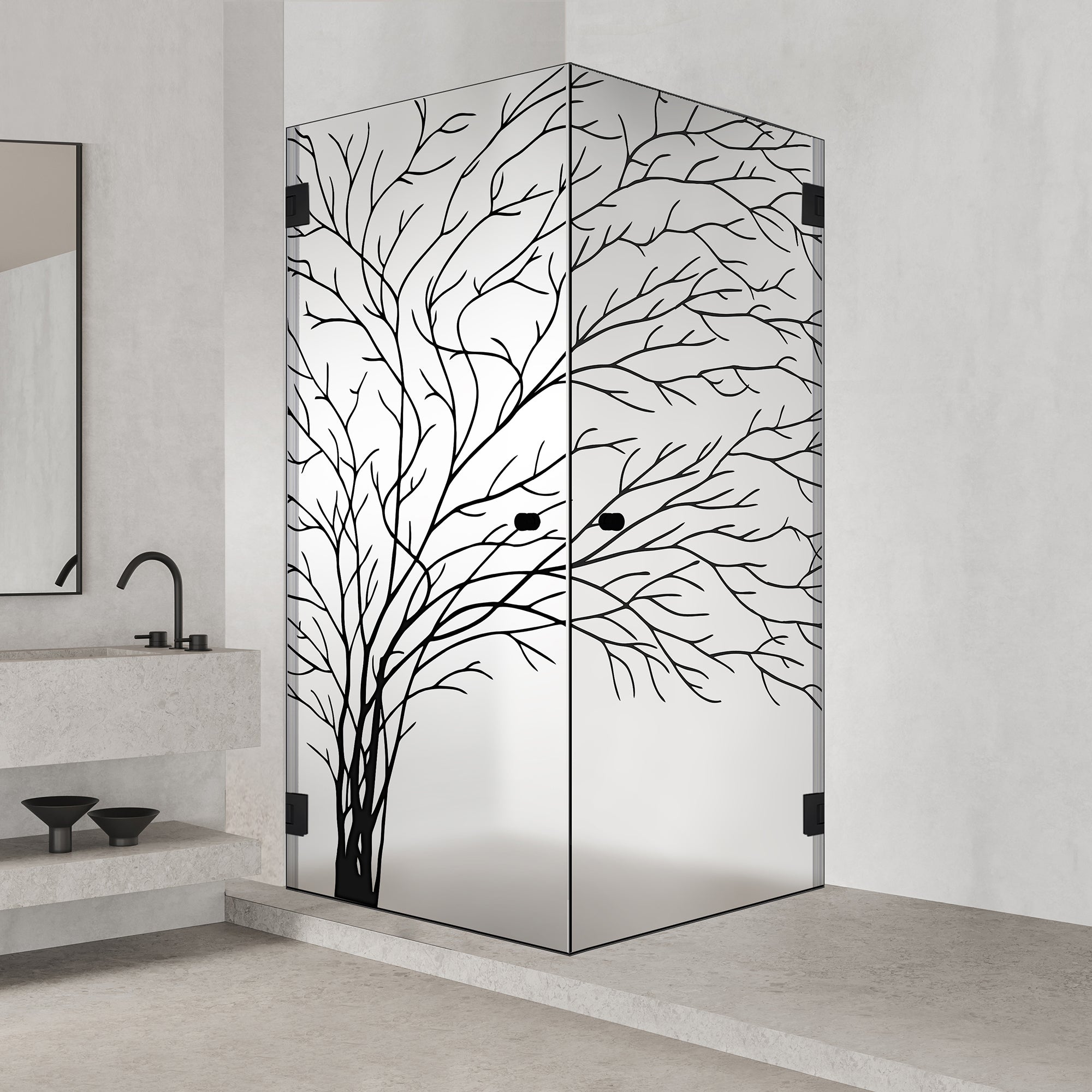 Shower enclosure with hinged door #Satiné