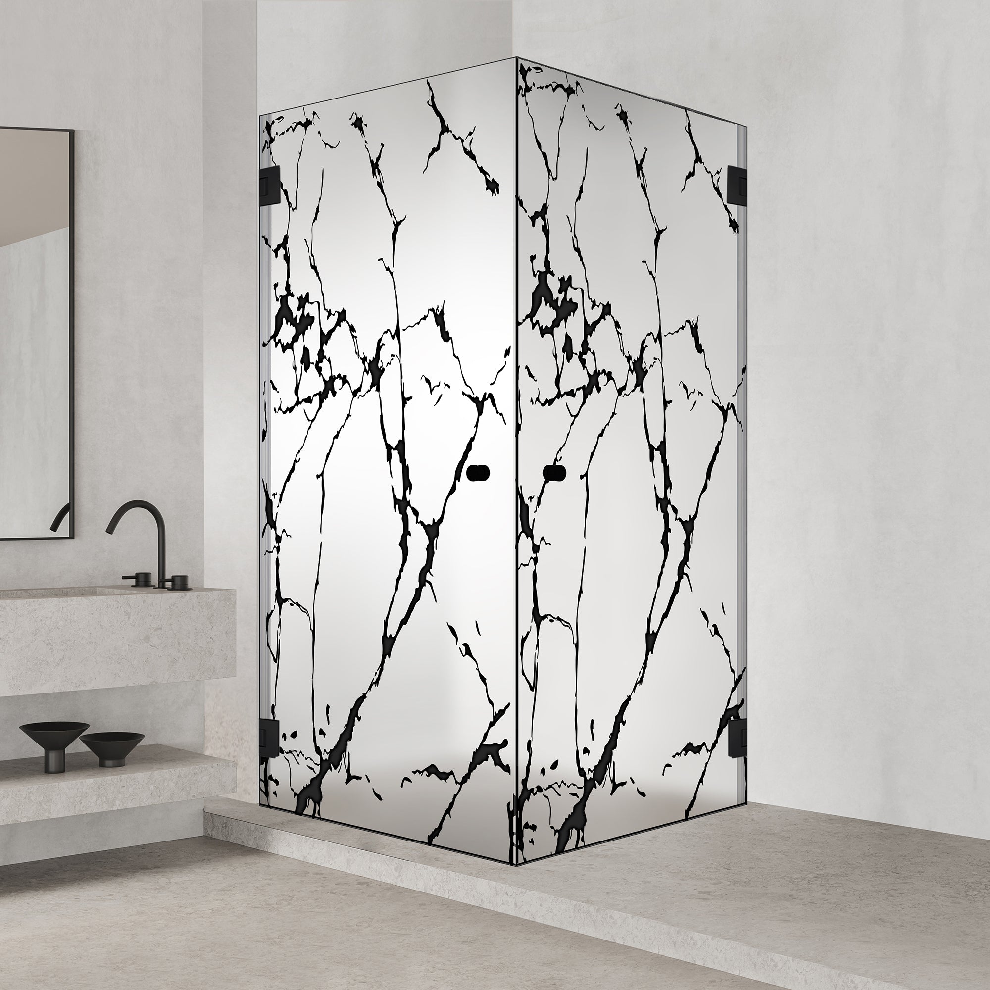 Shower enclosure with hinged door #Satiné