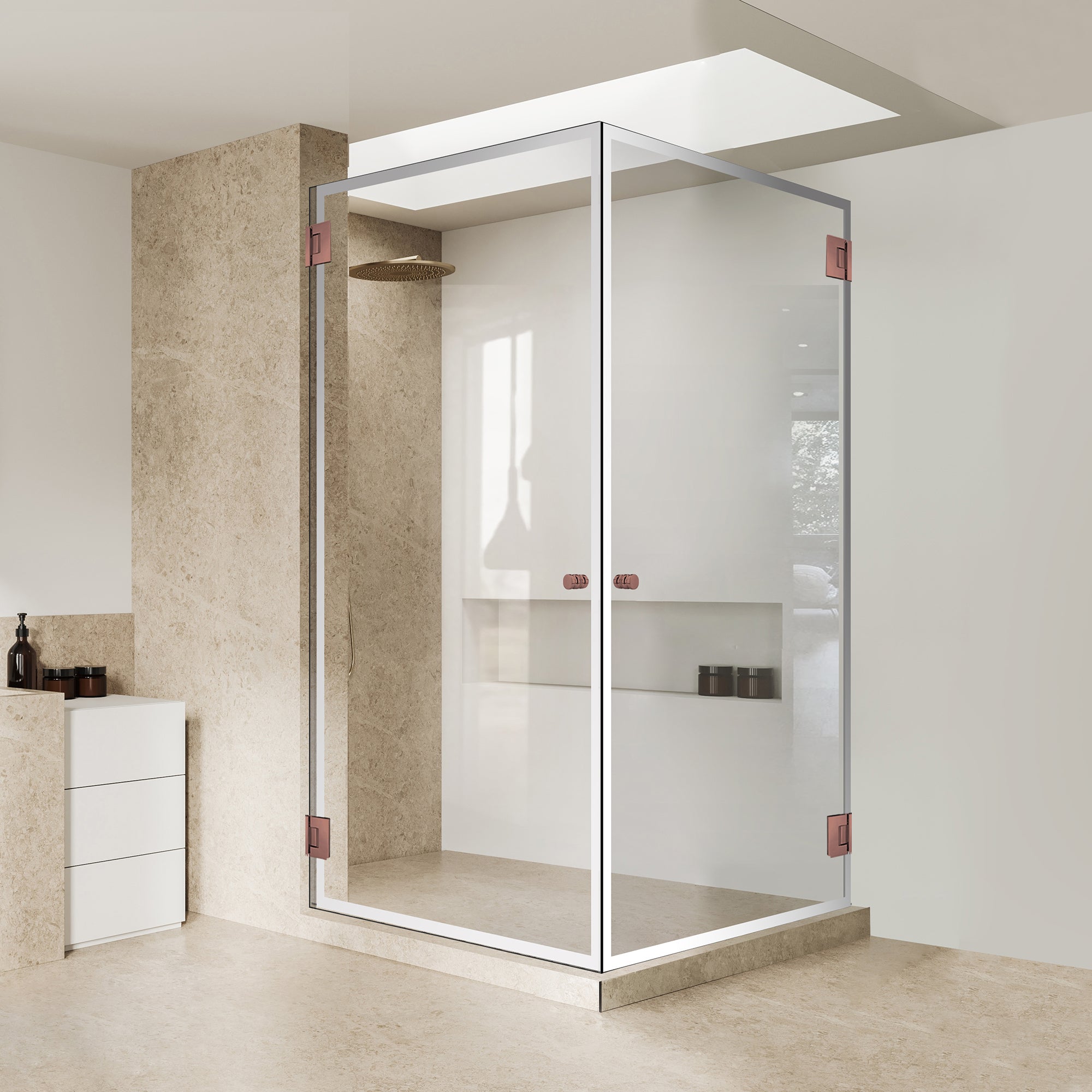 Shower enclosure with hinged door #Clear