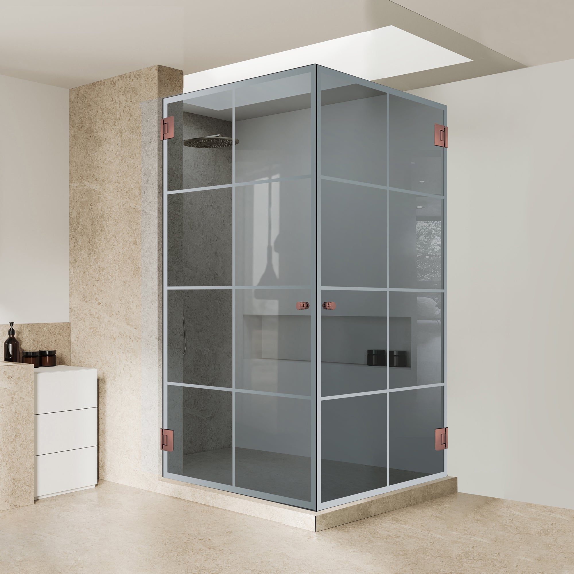 Shower enclosure with hinged door #Grey