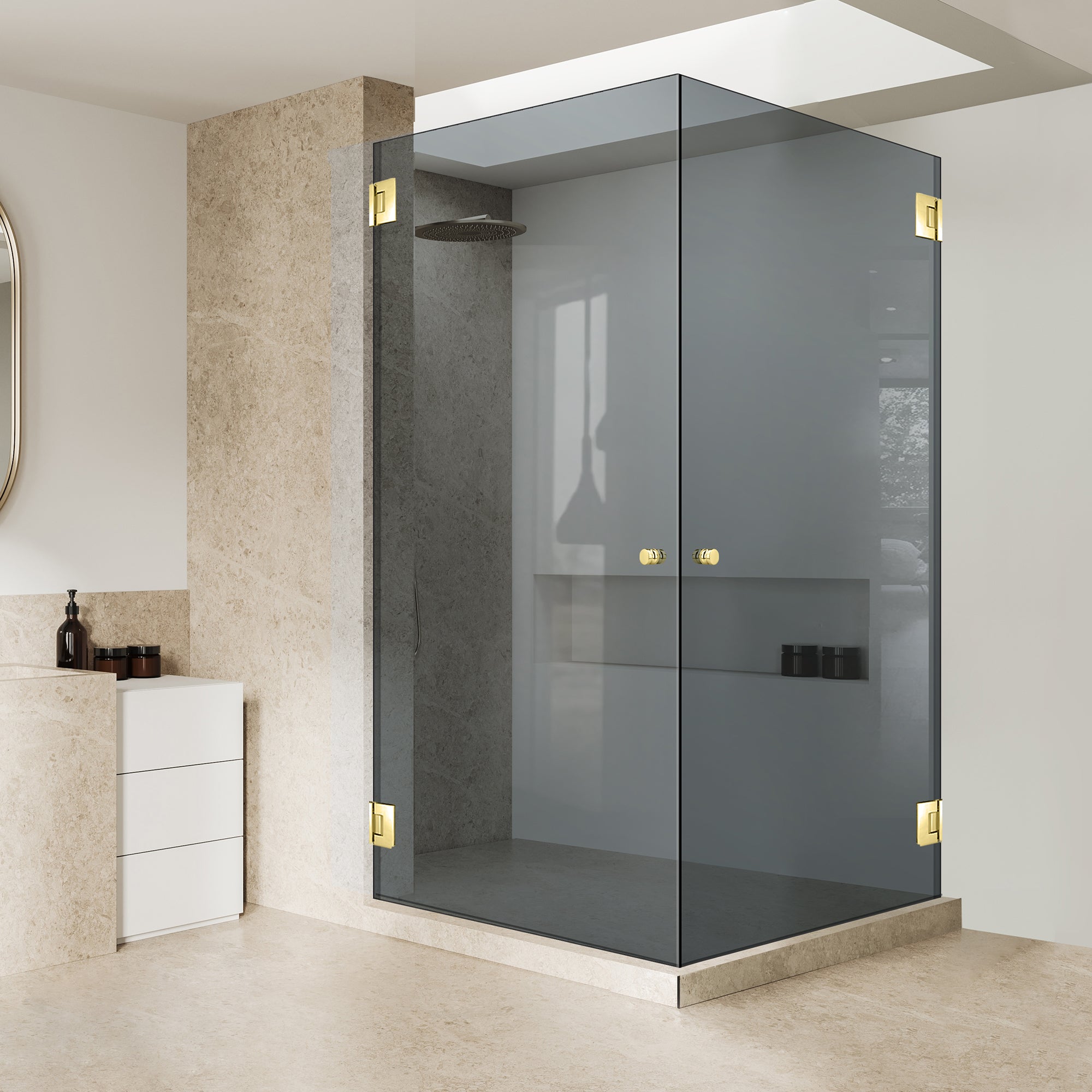 Shower enclosure with hinged door #Grey