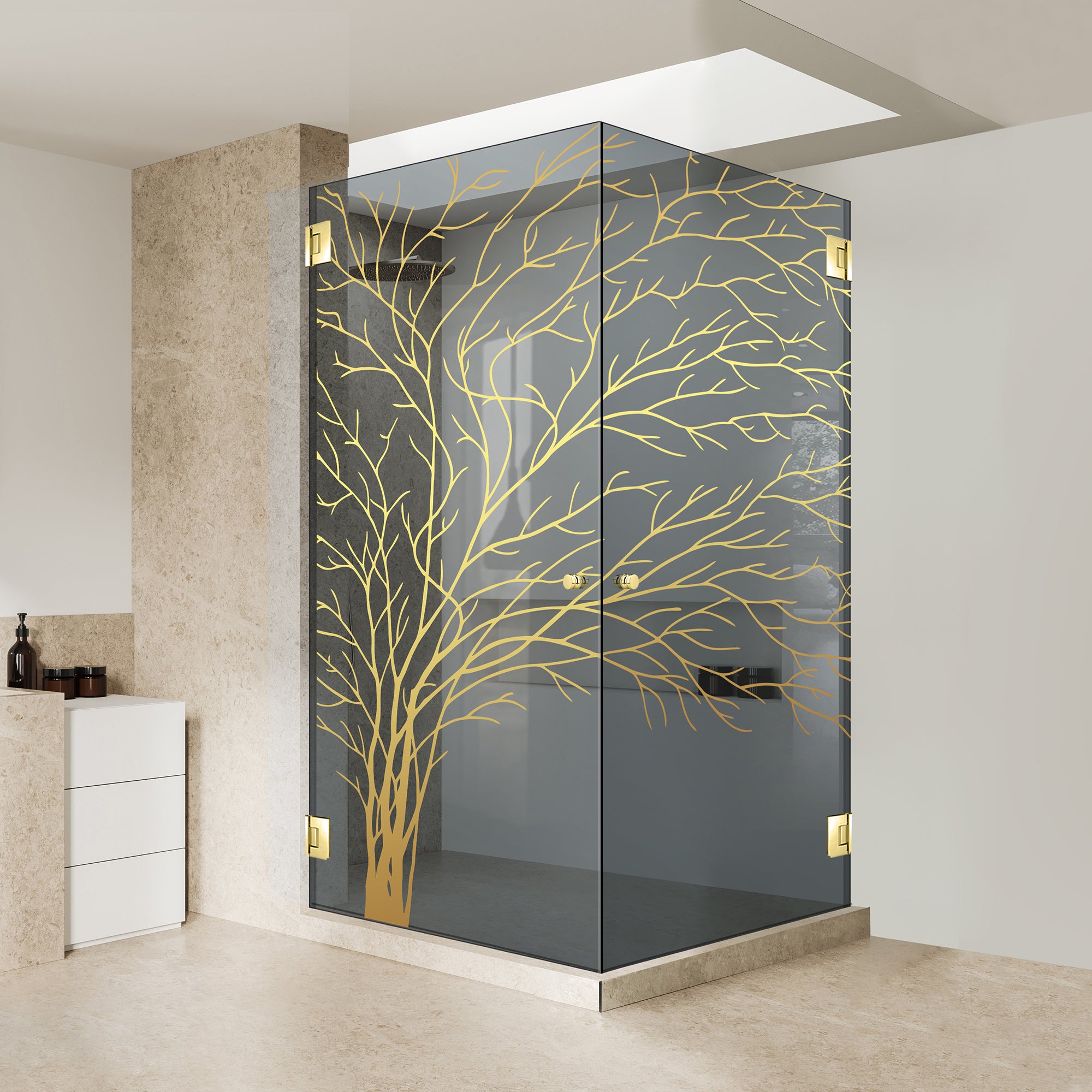 Shower enclosure with hinged door #Grey