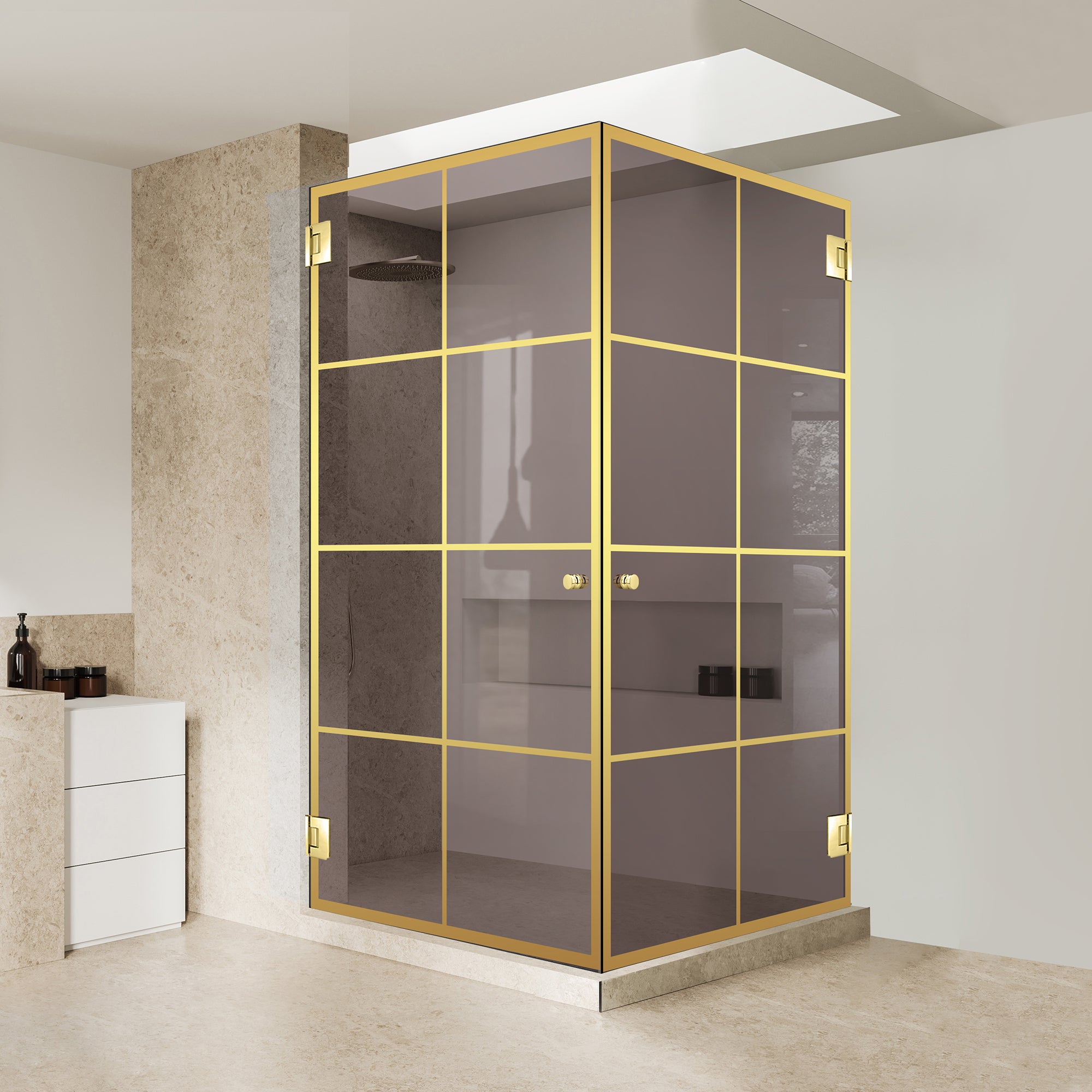 Shower enclosure with hinged door #Bronze