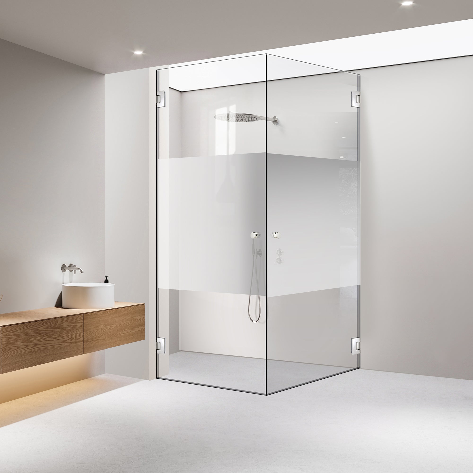 Shower enclosure with hinged door #Clear