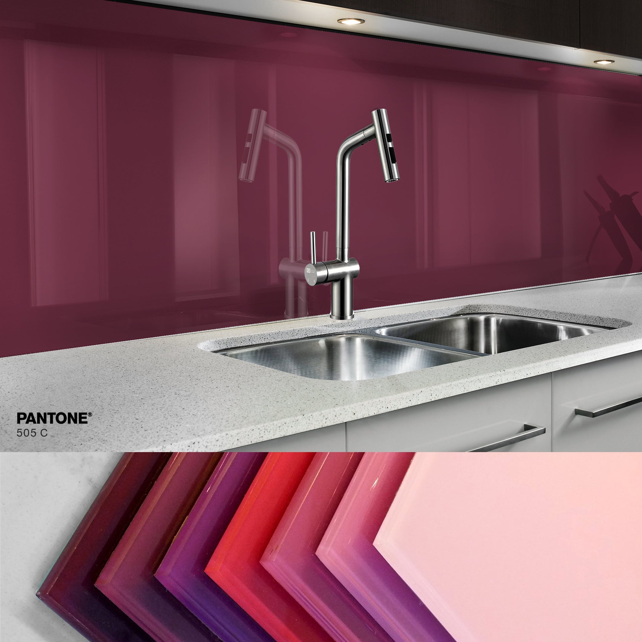 Painted kitchen glass cladding #P505