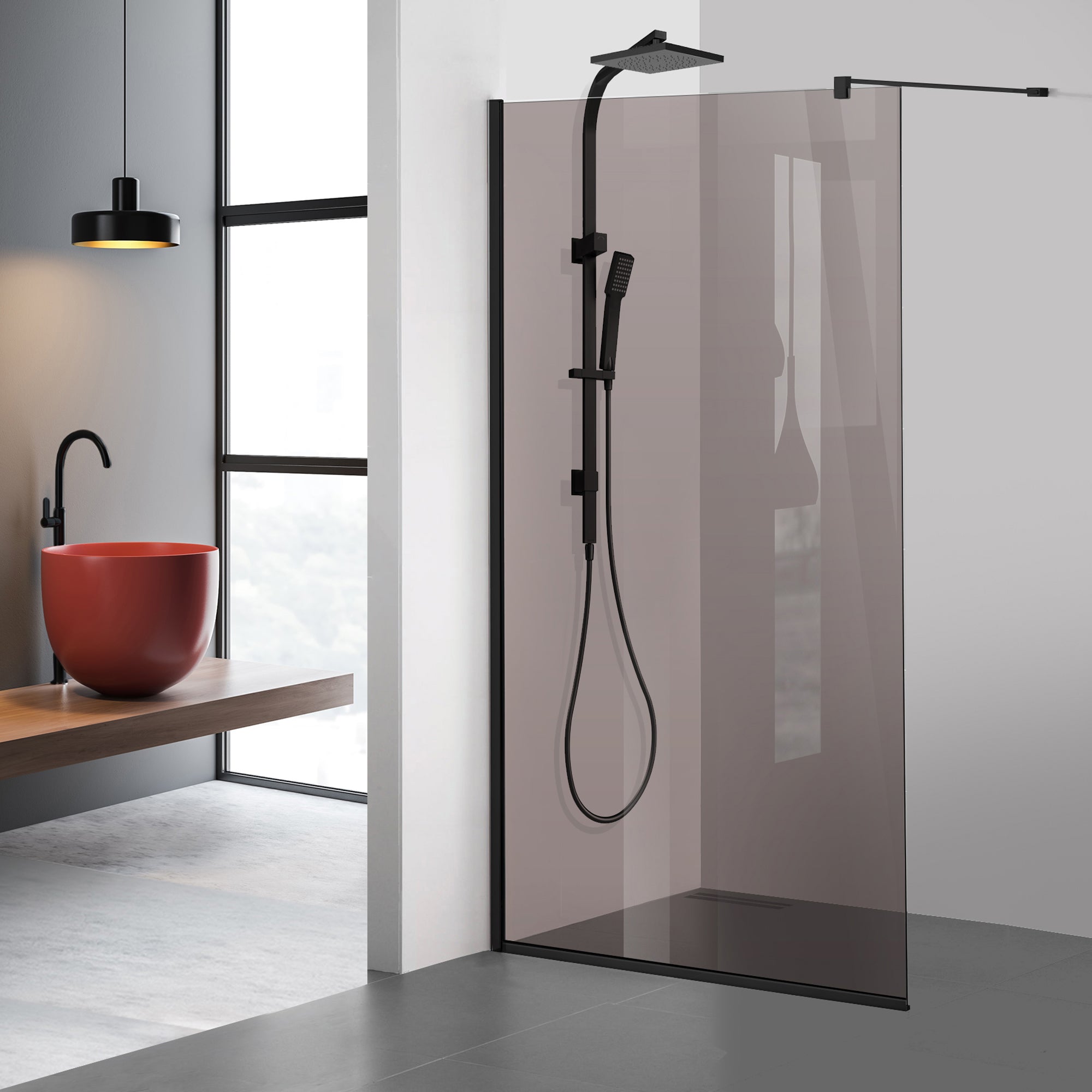 Shower Screens Walk-in, Black shower wall, #Bronze #Bronze