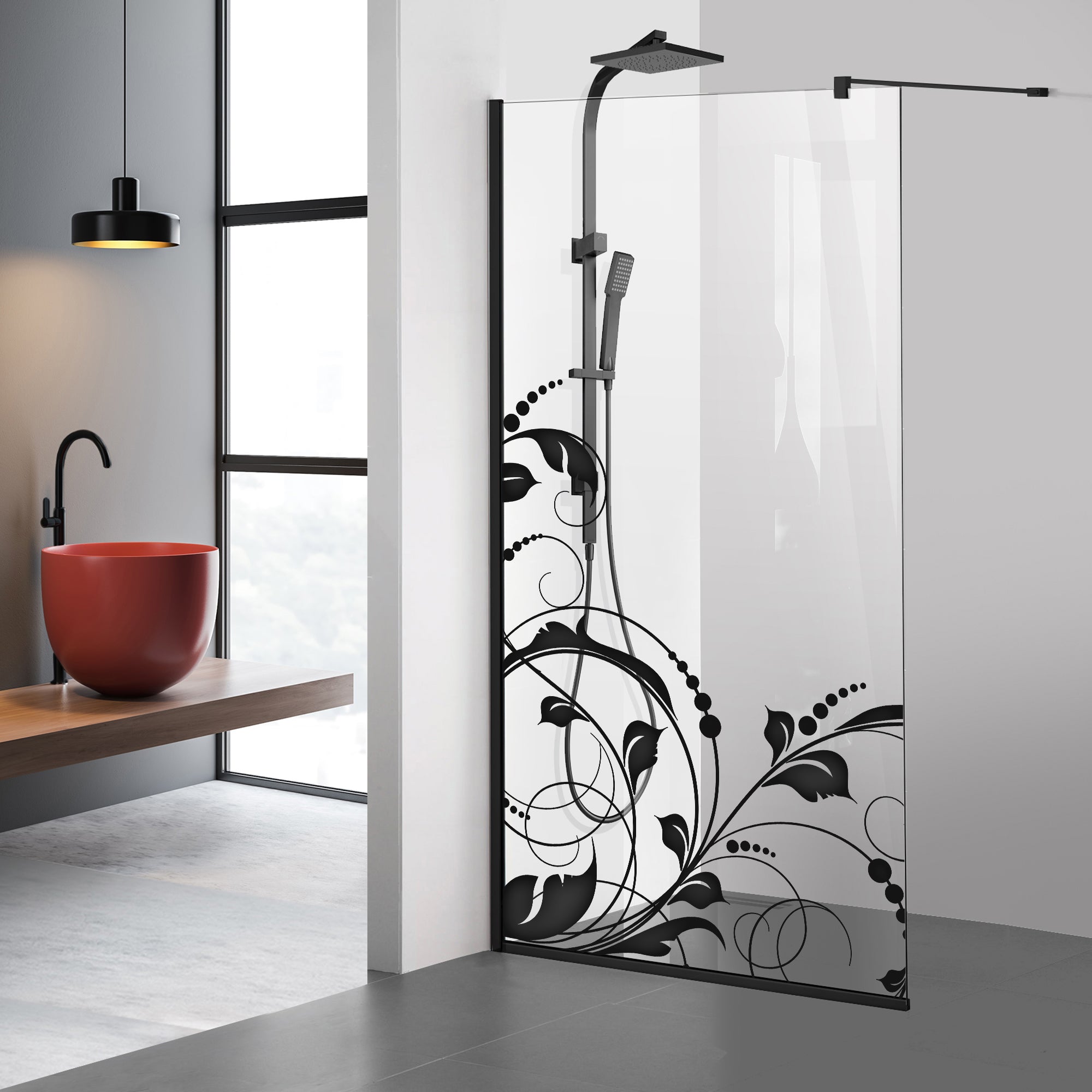 Shower Screens Walk-in, Black Shower Wall, #Clear #Víztiszta