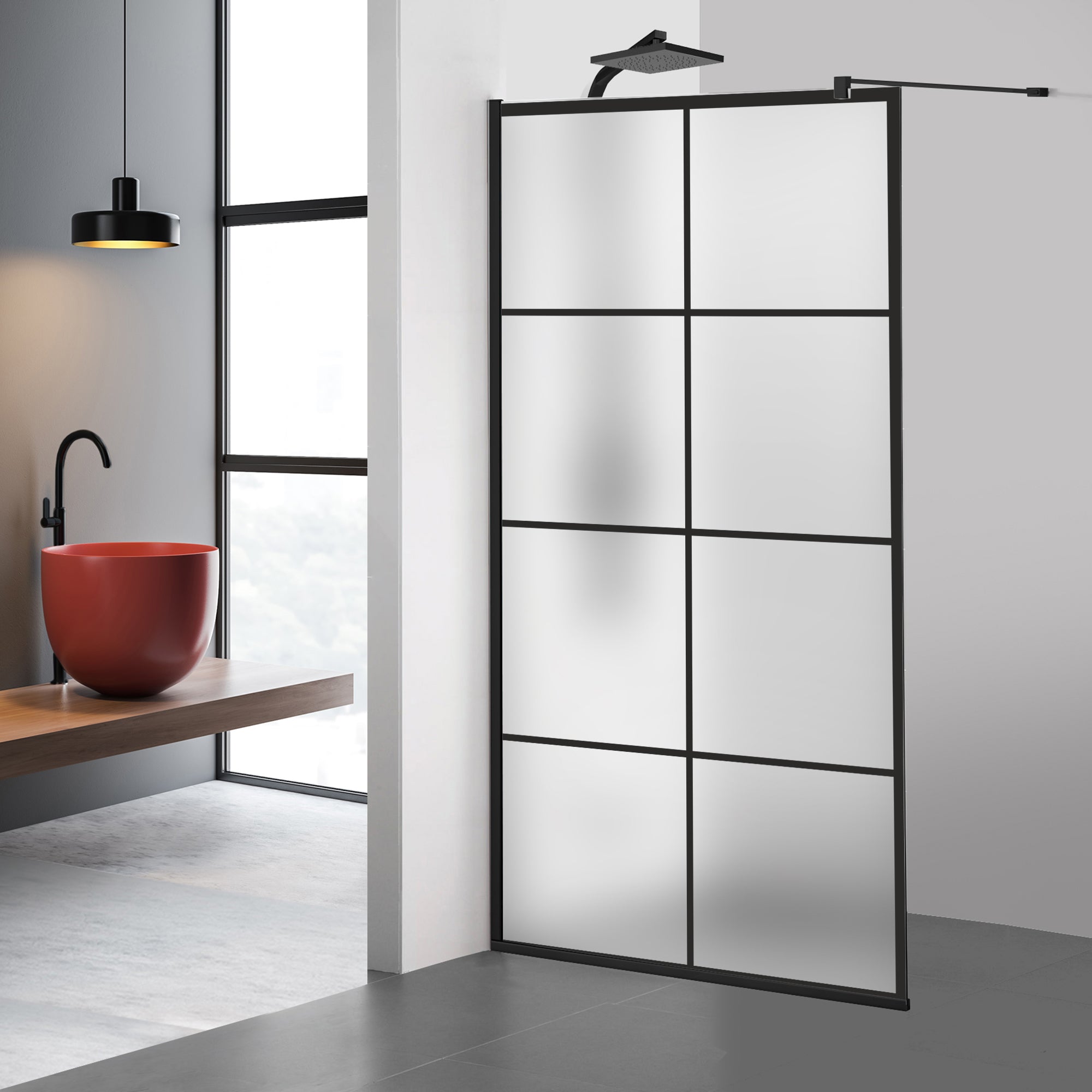 Shower Screens Walk-in, Black Shower Wall, #Satiné #Matt