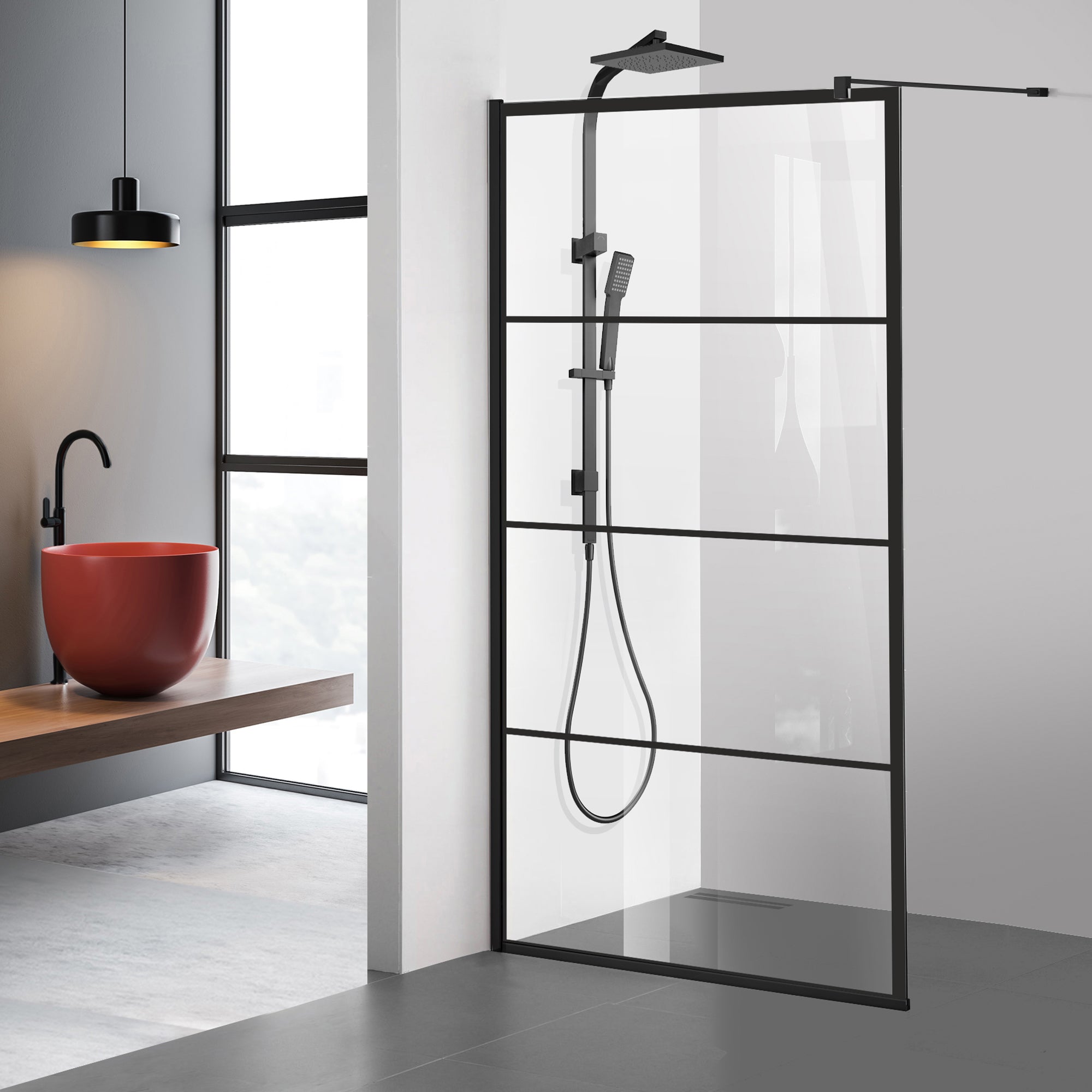 Shower Screens Walk-in, Black Shower Wall, #Clear #Víztiszta