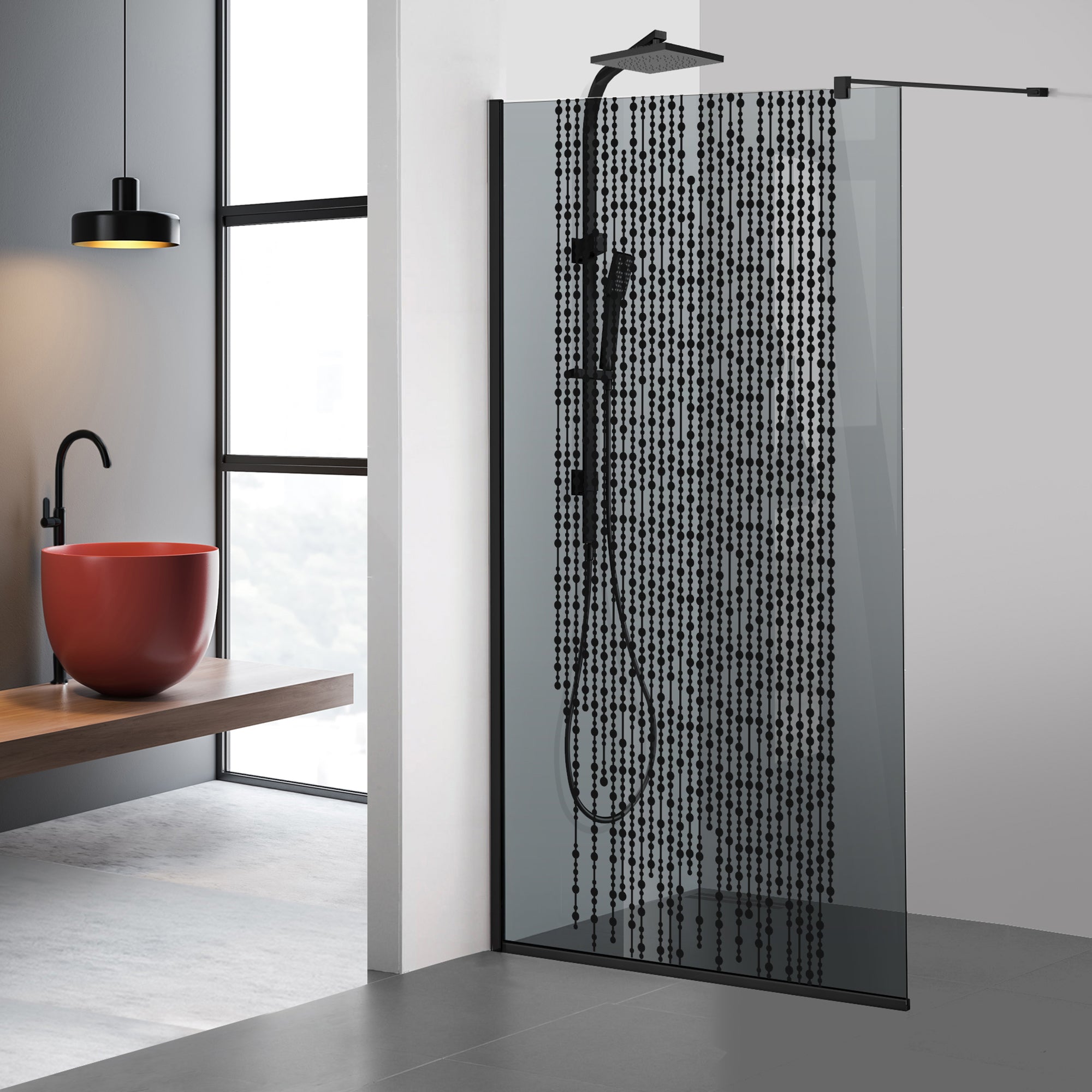 Shower Screens Walk-in, Black shower wall, #Grey #Grey