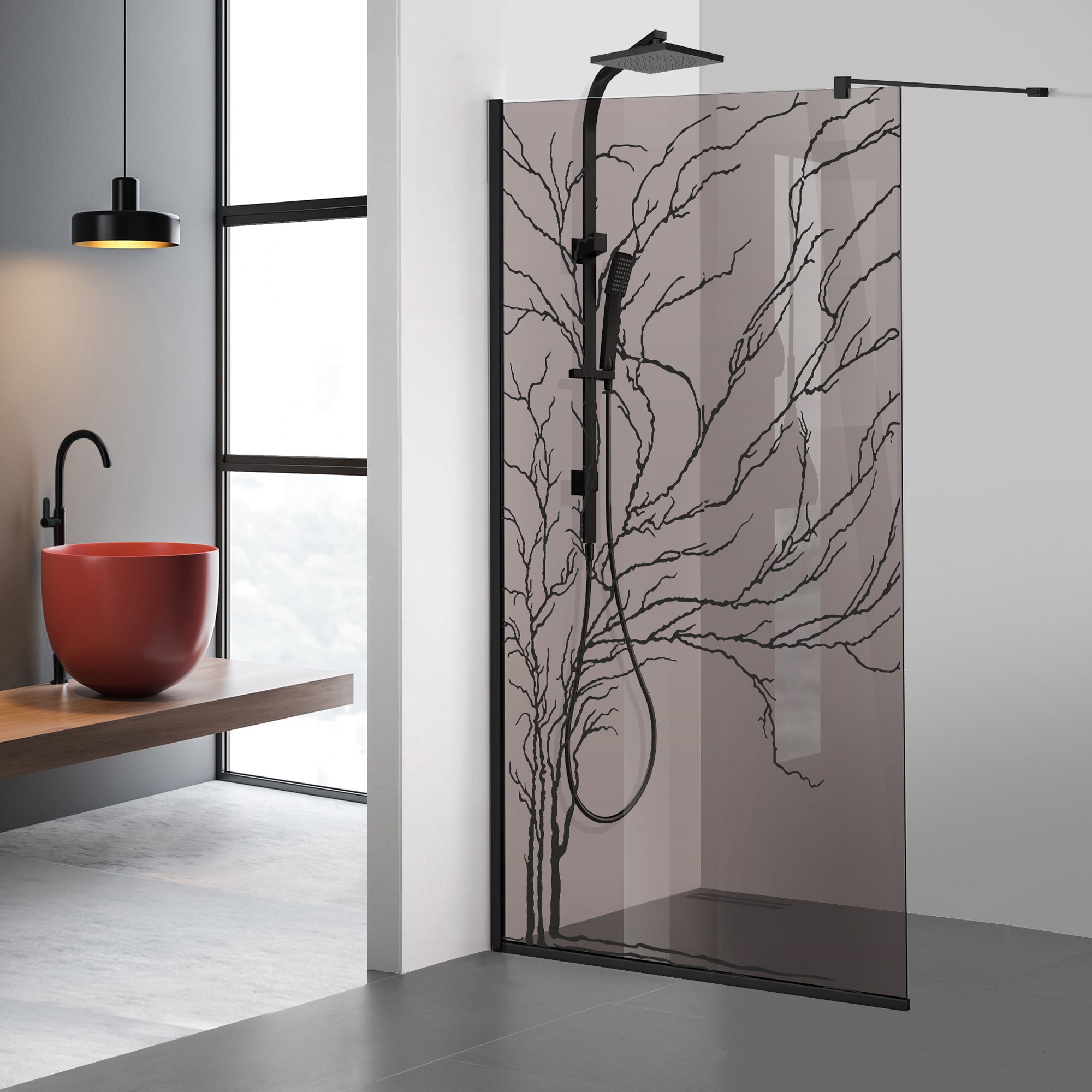 Shower Screens Walk-in, Black shower wall, #Bronze #Bronze