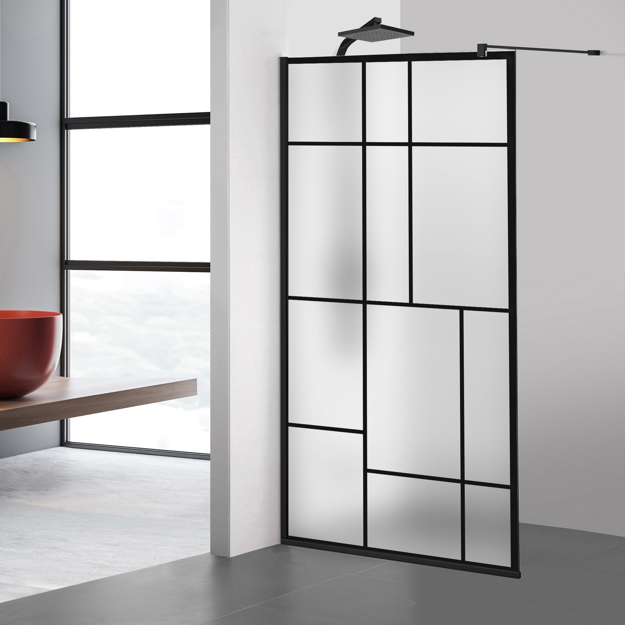 Shower Screens Walk-in, Black Shower Wall, #Satiné #Matt