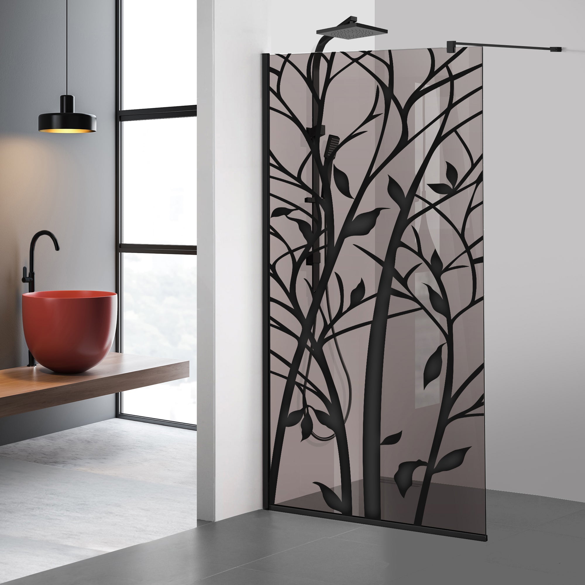 Shower Screens Walk-in, Black shower wall, #Bronze #Bronze
